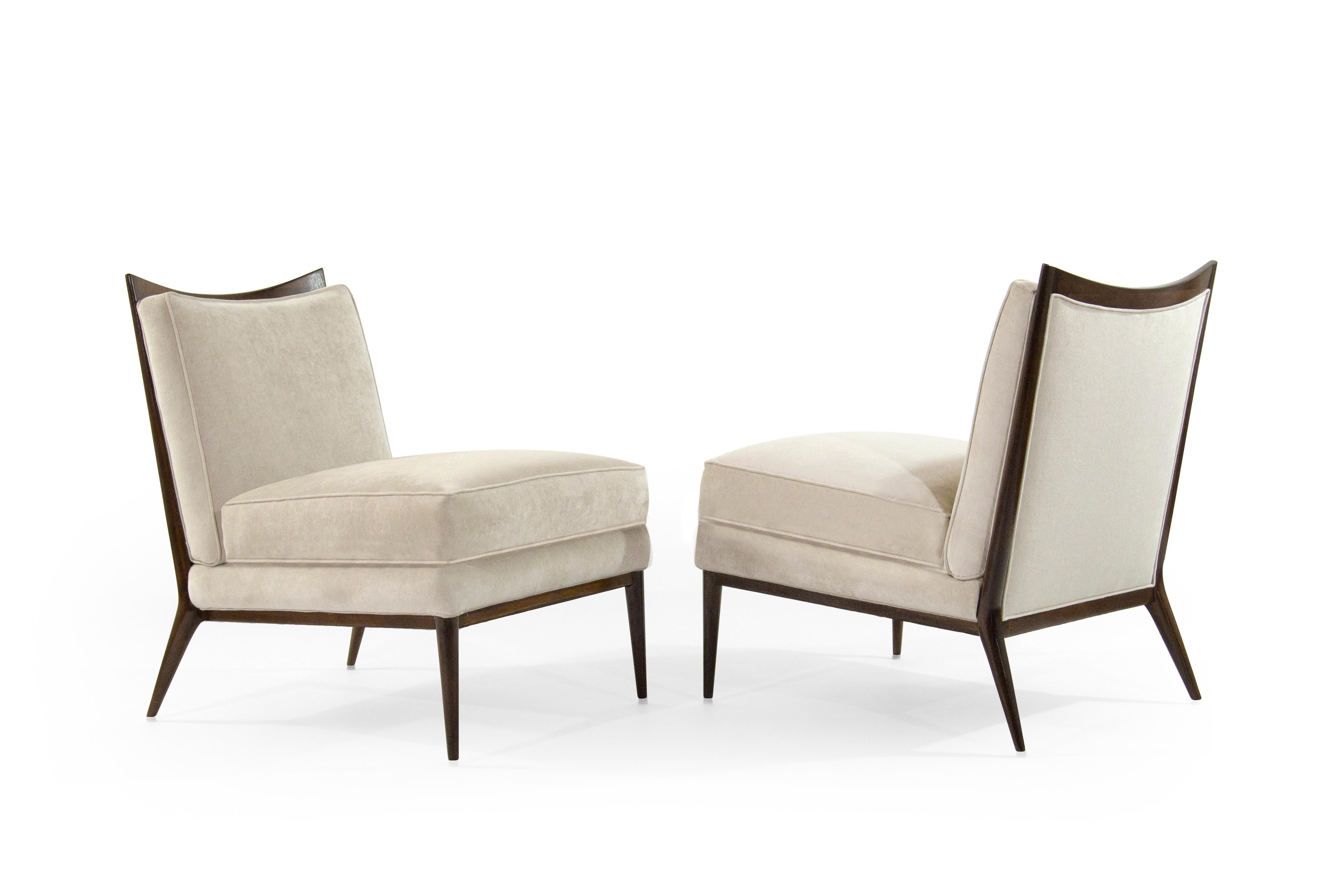 American Wanut Frame Slipper Chairs by Paul McCobb for Directional