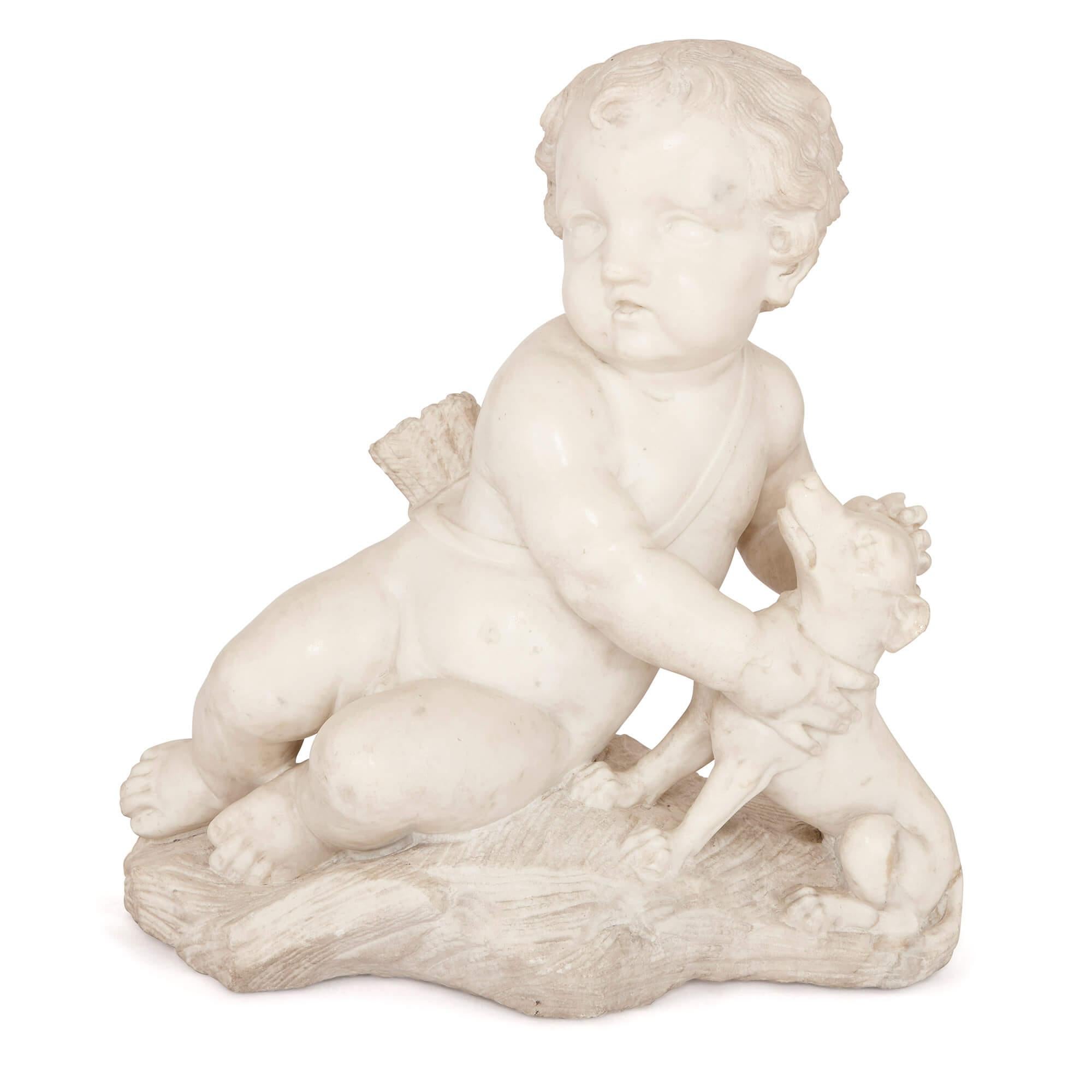 Neoclassical 'War and Peace', Pair of Antique Italian Marble Figures For Sale