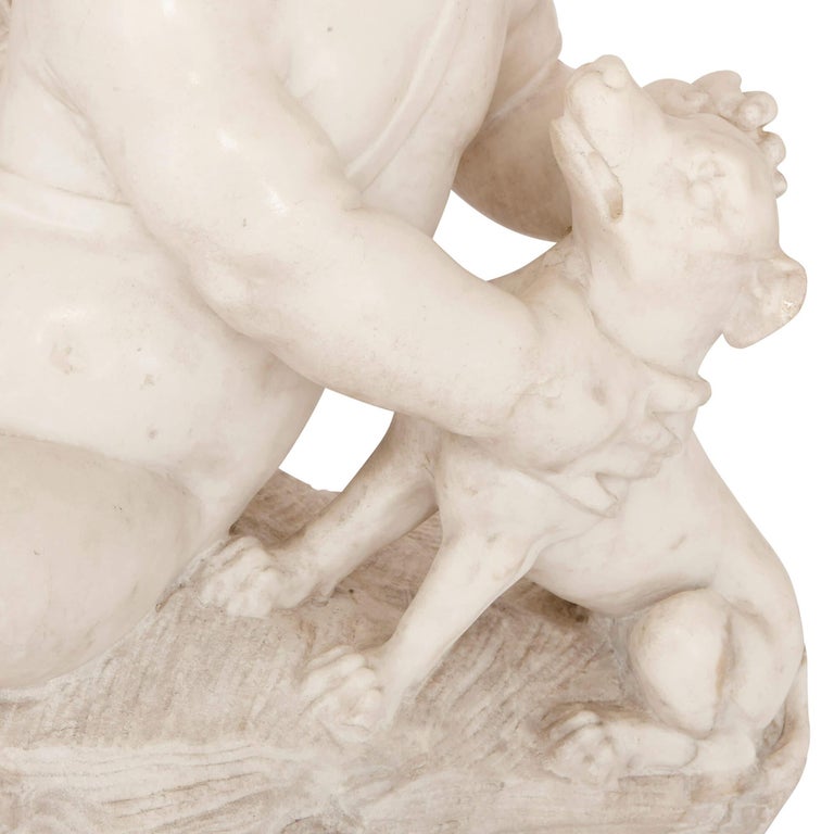 'War and Peace', Pair of Antique Italian Marble Figures For Sale at 1stDibs