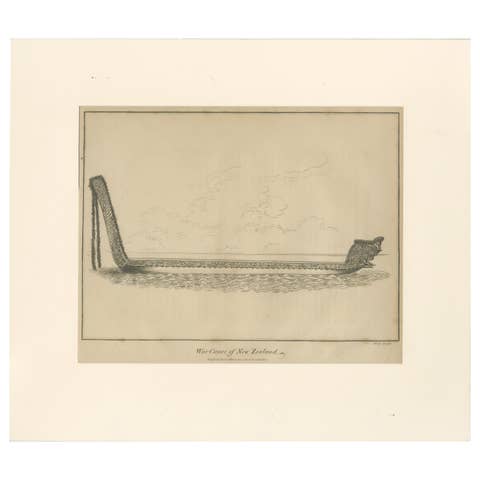 War Canoe of New Zealand – Antique Engraving of Māori Waka, circa 1802