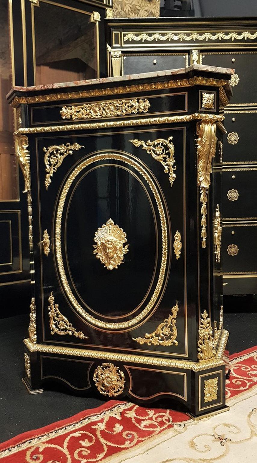French Boulle Marquetry War Goddess Cabinet, Napoleon III, France 1869
