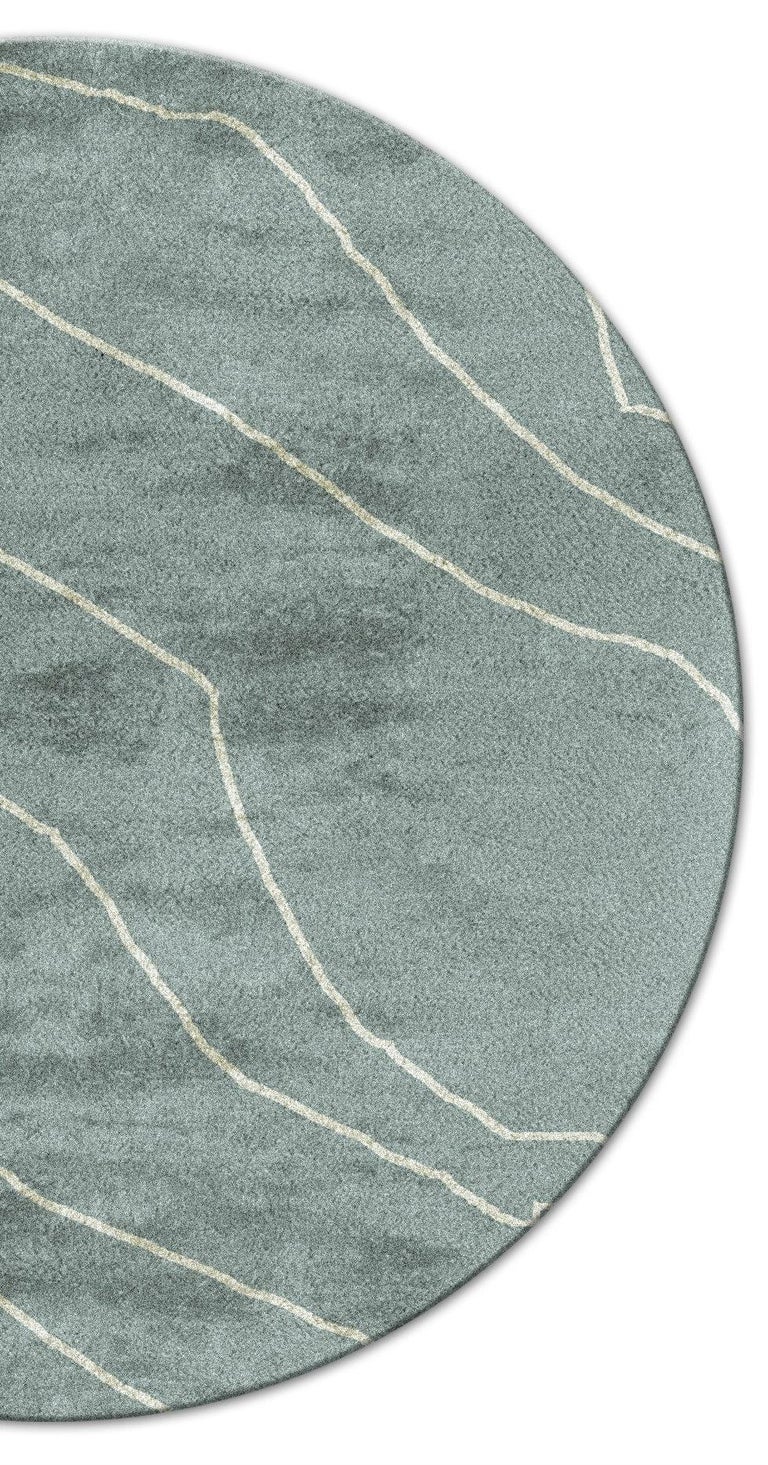 Warao Circular HandTufted Tencel Rug II in Seafoam Green For Sale at