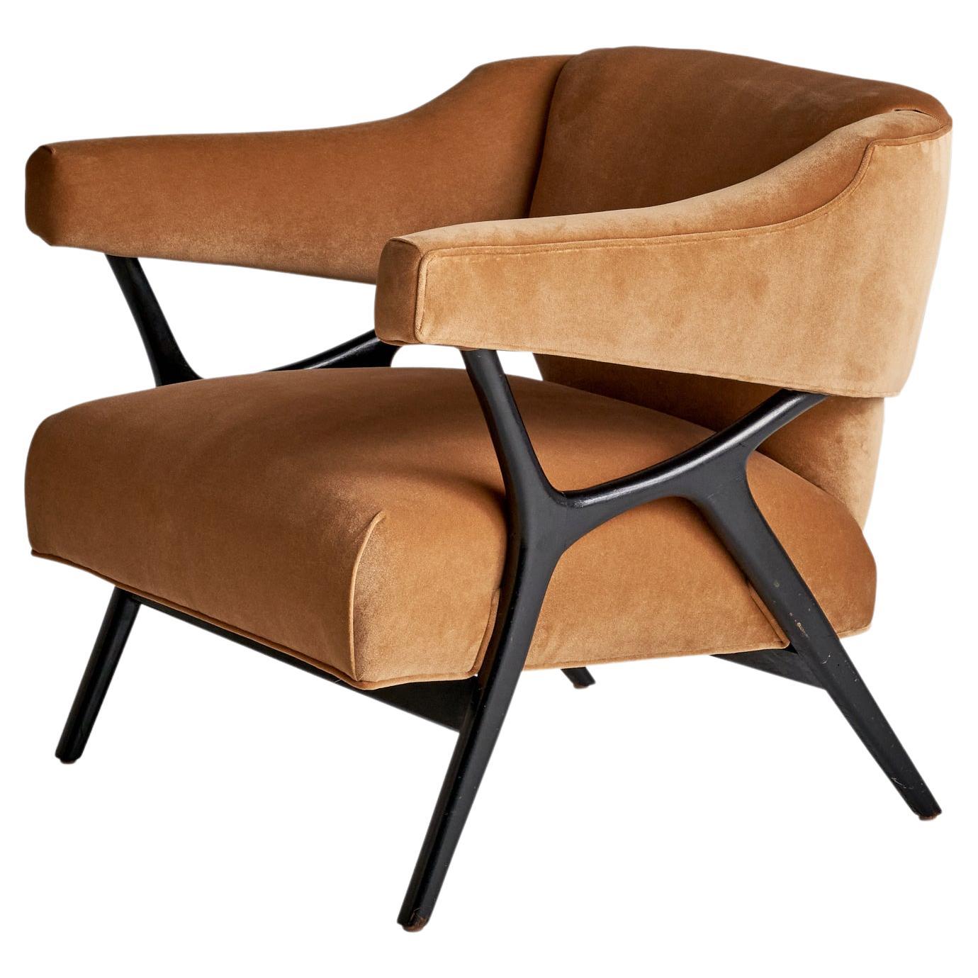 Ward Bennet, Lounge Chair, Wood, Velvet, USA, 1958 For Sale
