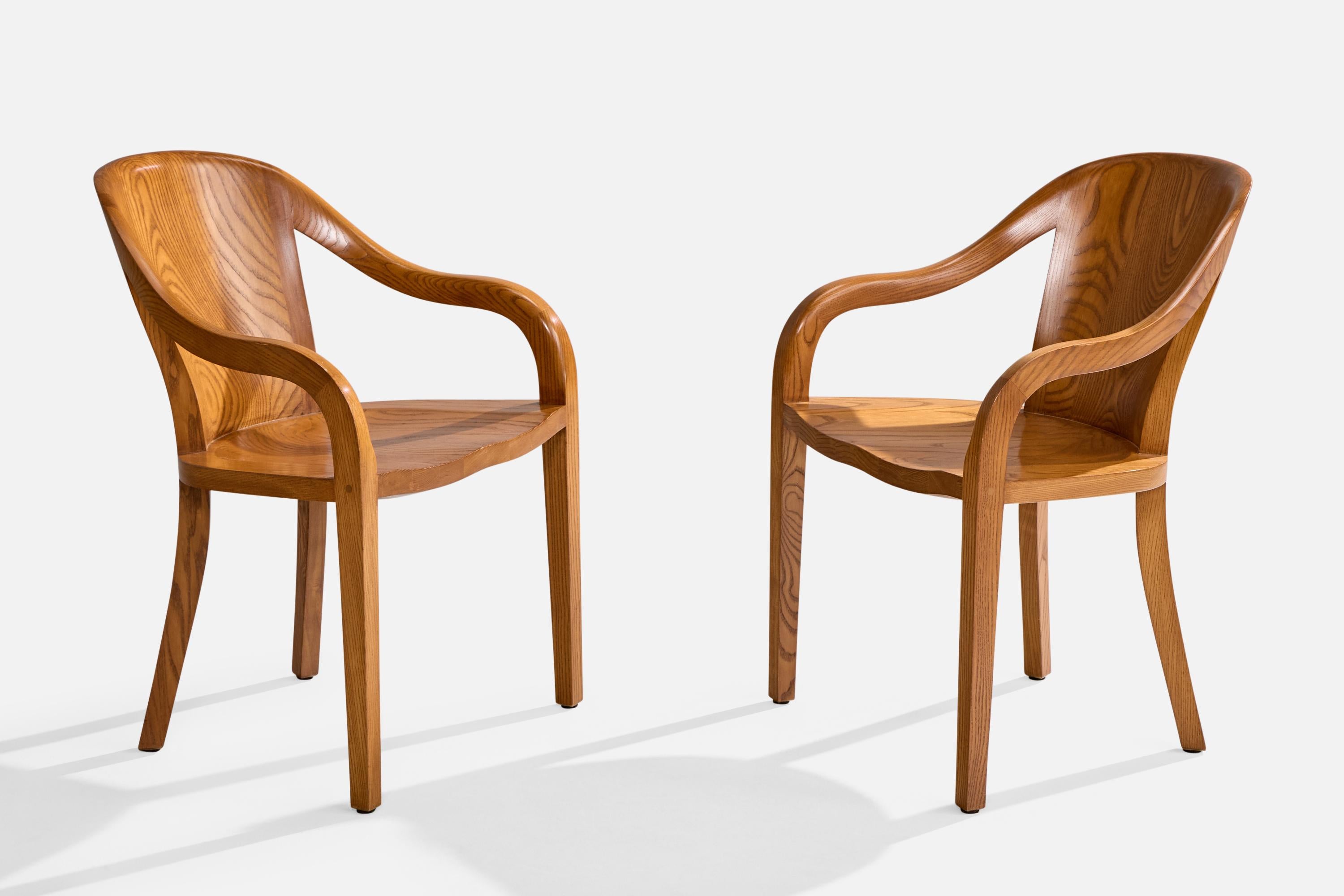 Mid-Century Modern Ward Bennett, Armchairs, Oak, USA, 1971 For Sale