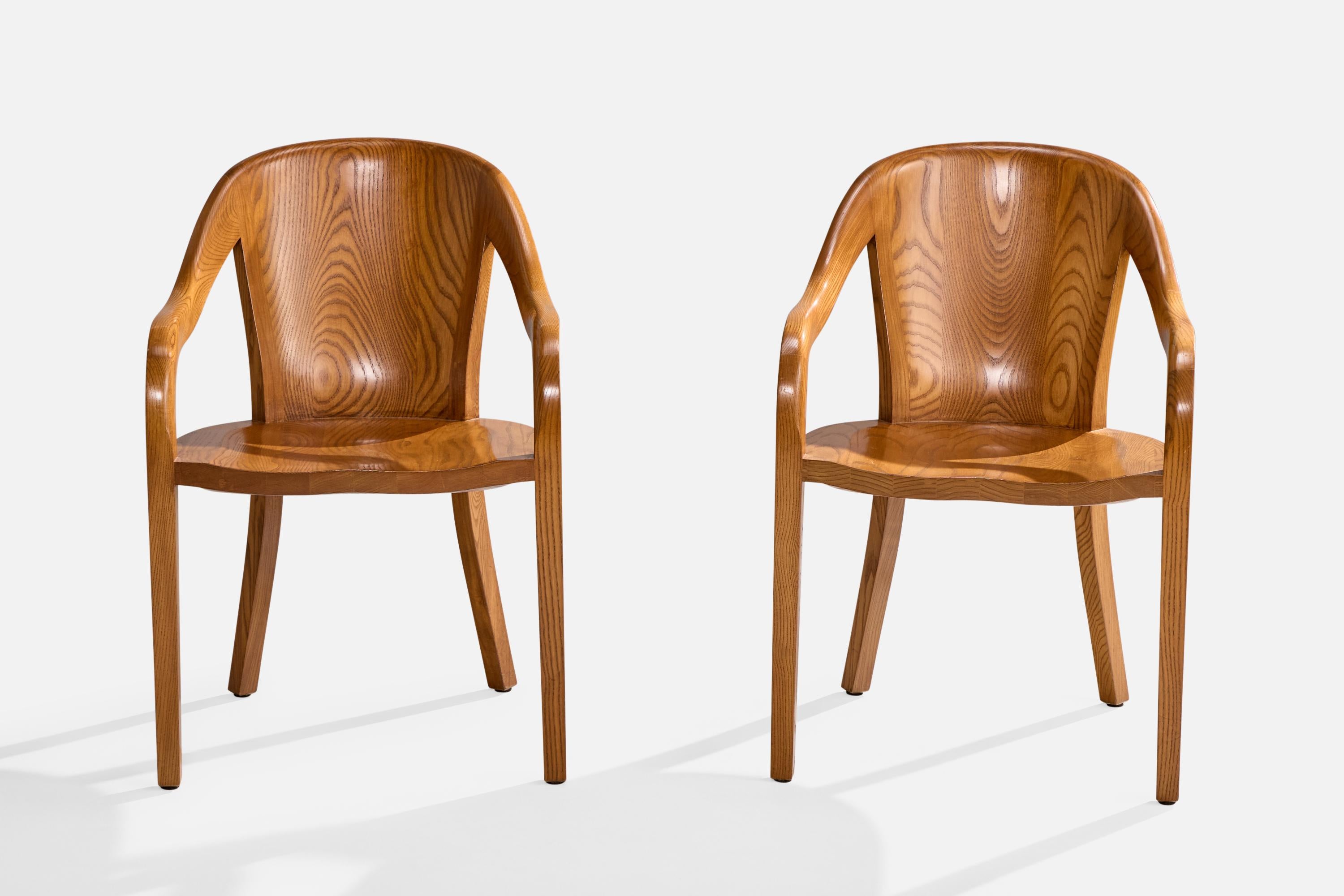 American Ward Bennett, Armchairs, Oak, USA, 1971 For Sale