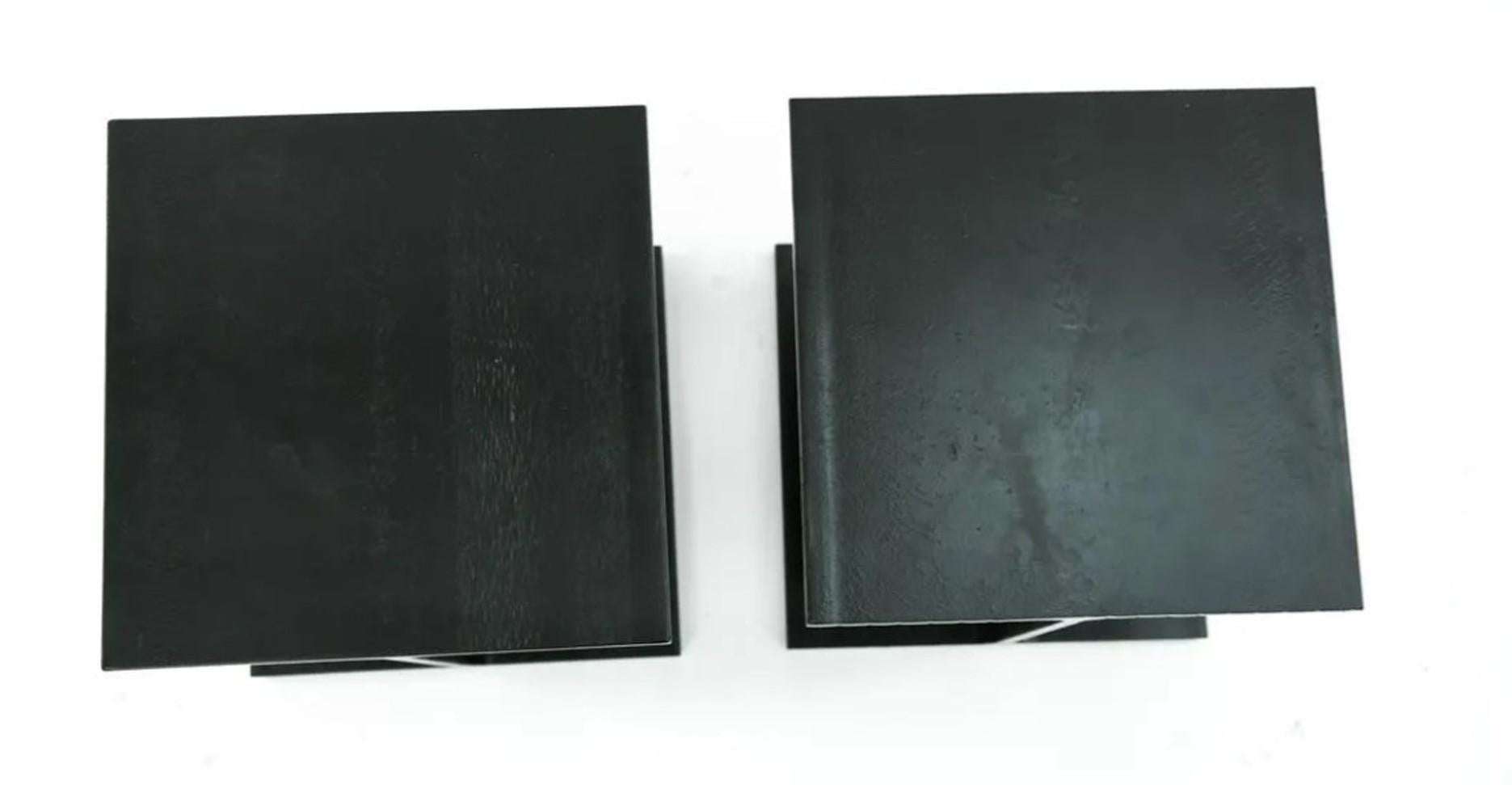 American Ward Bennett Attribution Pair Enameled Steel I-Beam Side Tables MCM Inspired