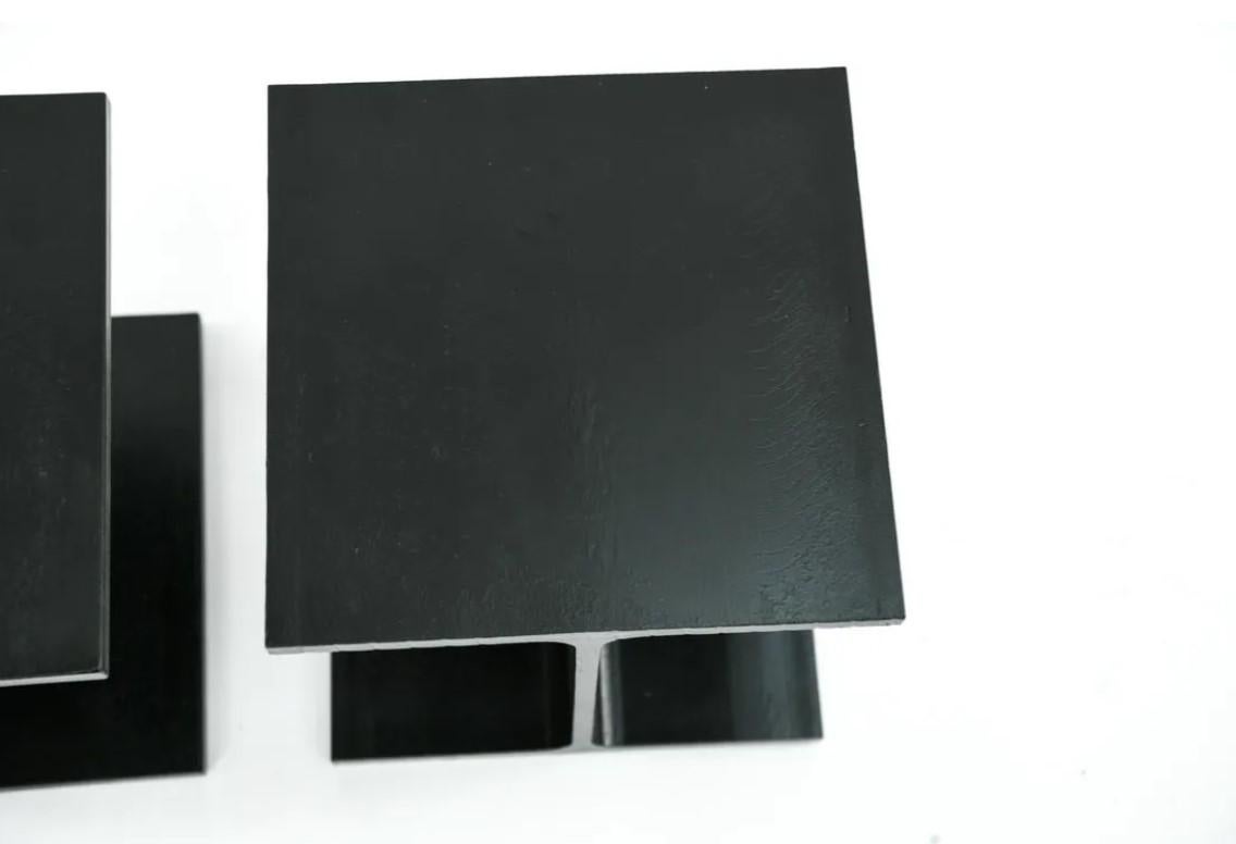 Ward Bennett Attribution Pair Enameled Steel I-Beam Side Tables MCM Inspired In Good Condition In Philadelphia, PA