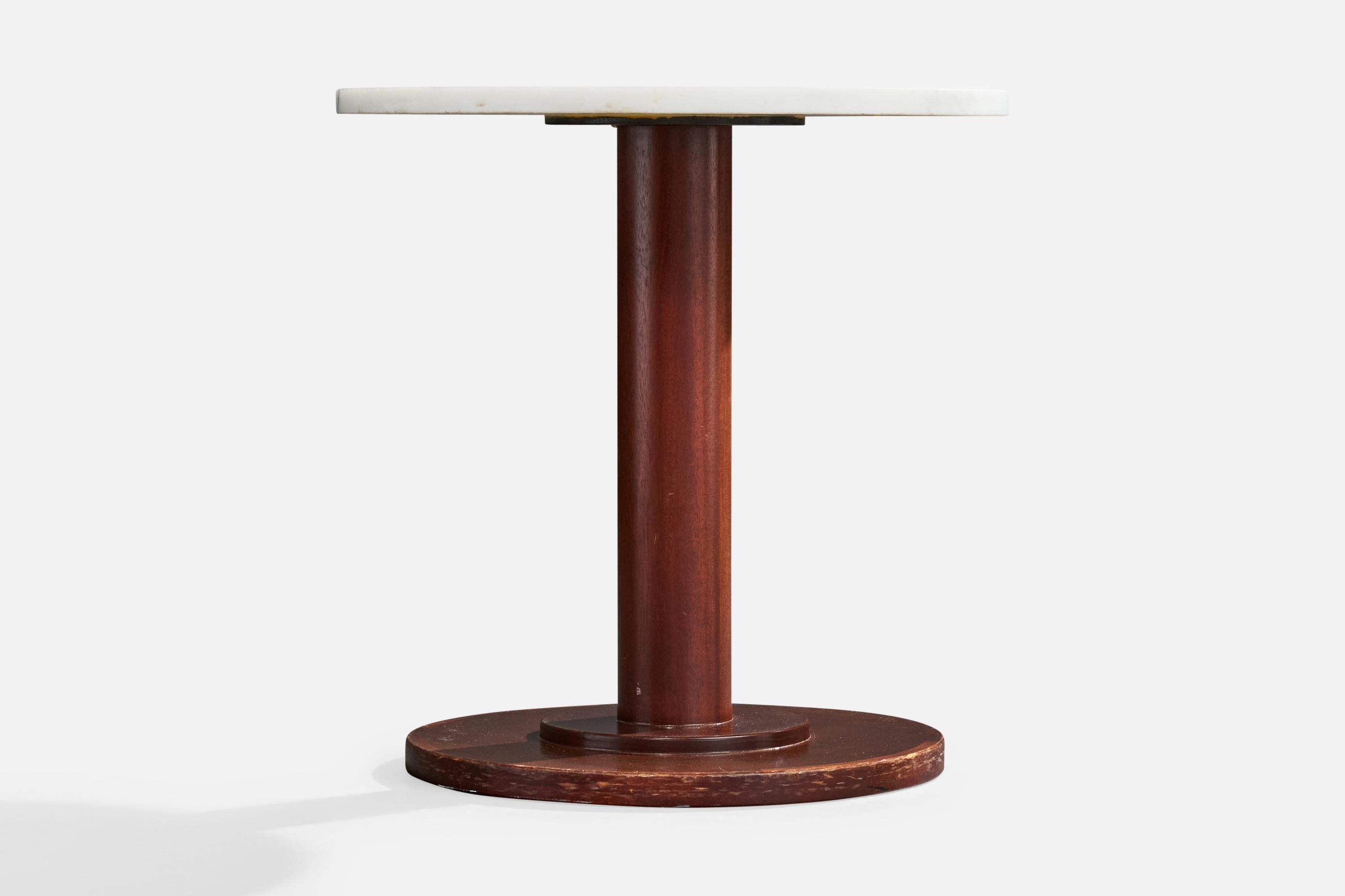 Ward Bennett Attribution, Side Tables, Mahogany, Marble, USA, 1970s In Good Condition For Sale In High Point, NC