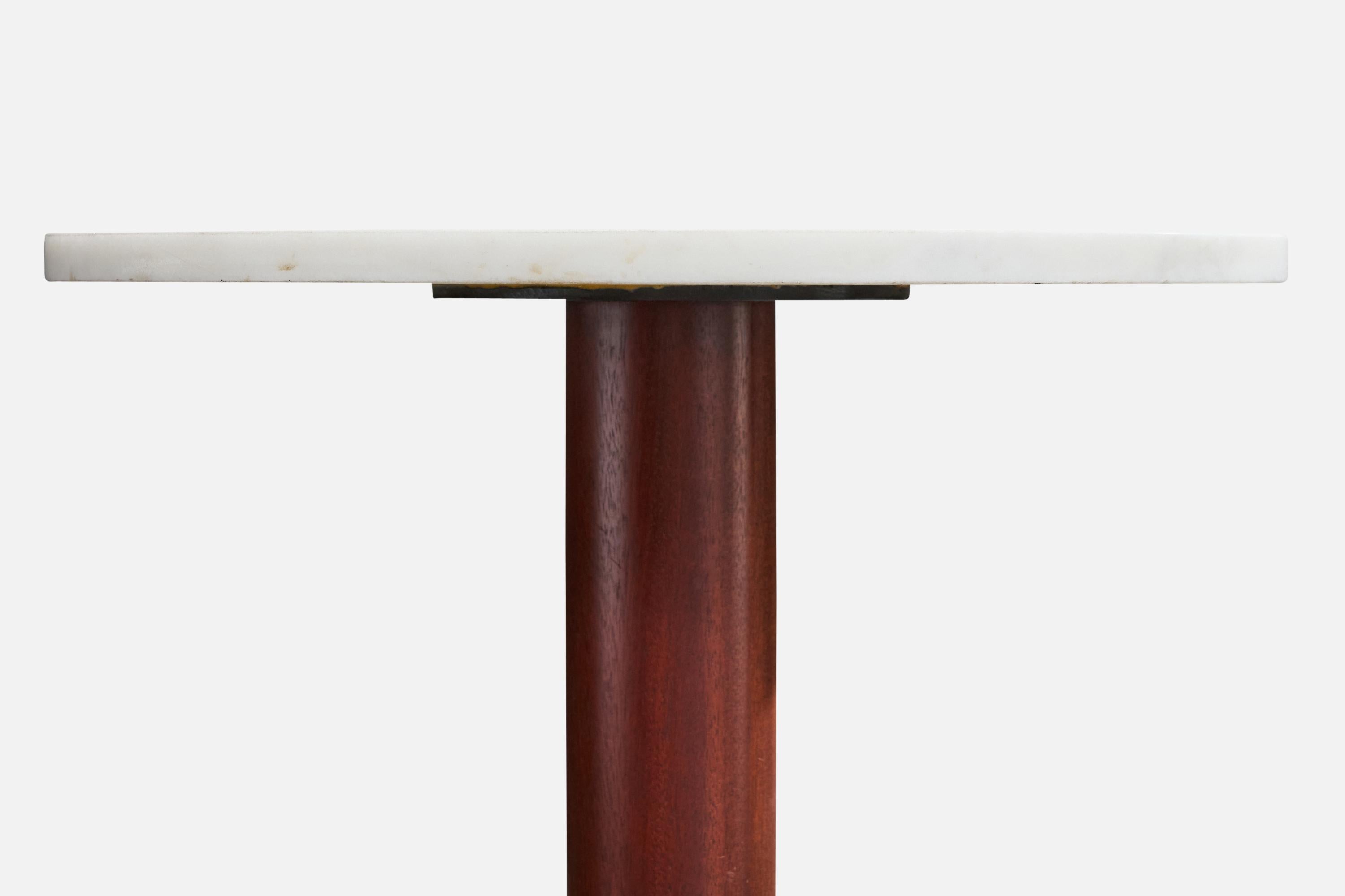 Late 20th Century Ward Bennett Attribution, Side Tables, Mahogany, Marble, USA, 1970s For Sale