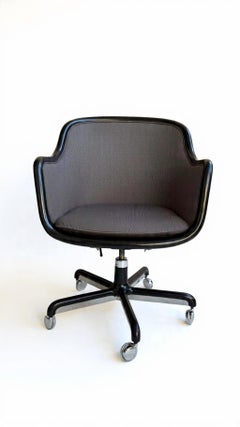Ward Bennett Black Lacquered and Chrome Desk Chair on Casters