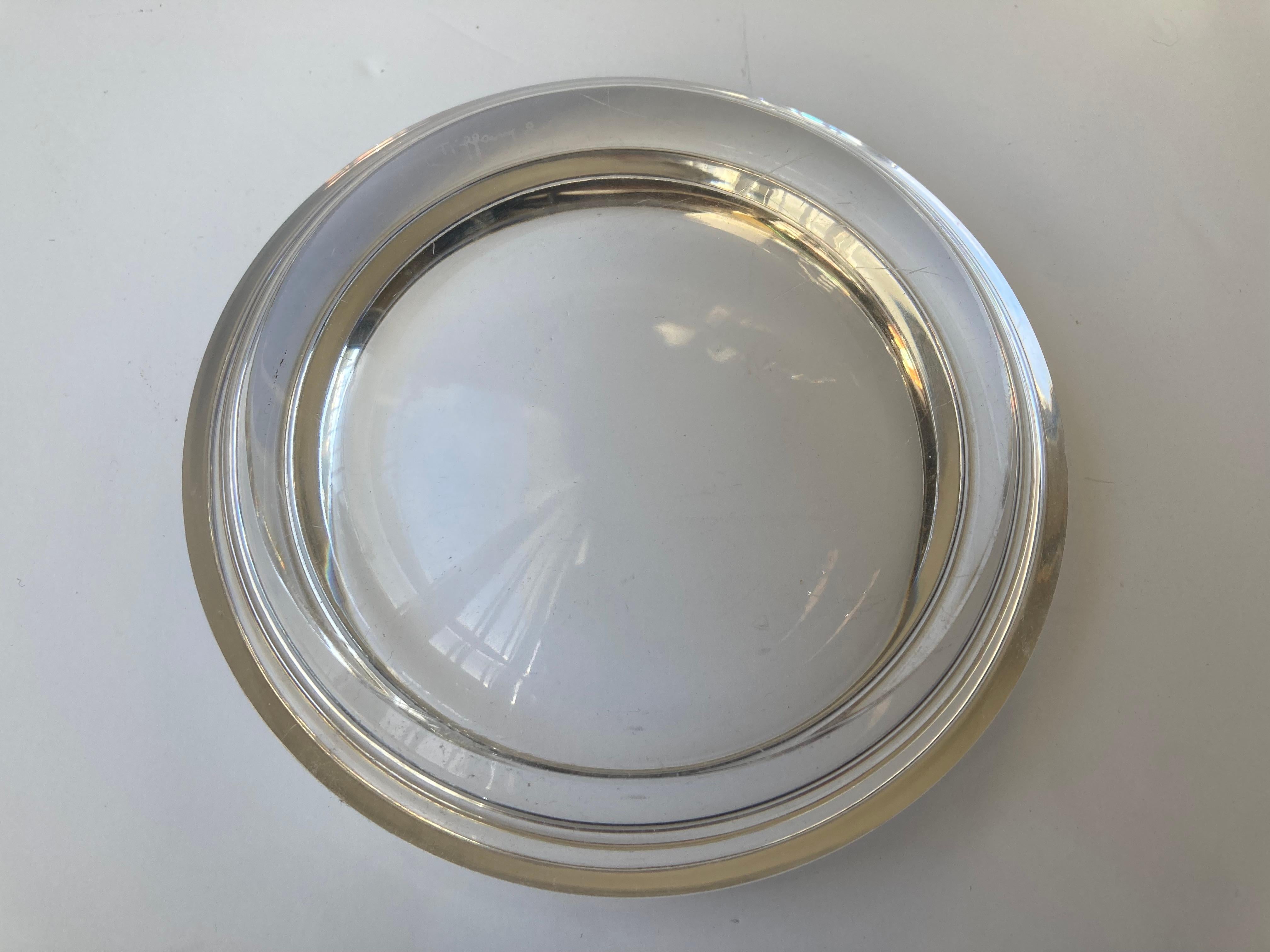 Modern Ward Bennett bowl/ Vide - Poche  clear glass for Tiffany Co .Signed  For Sale