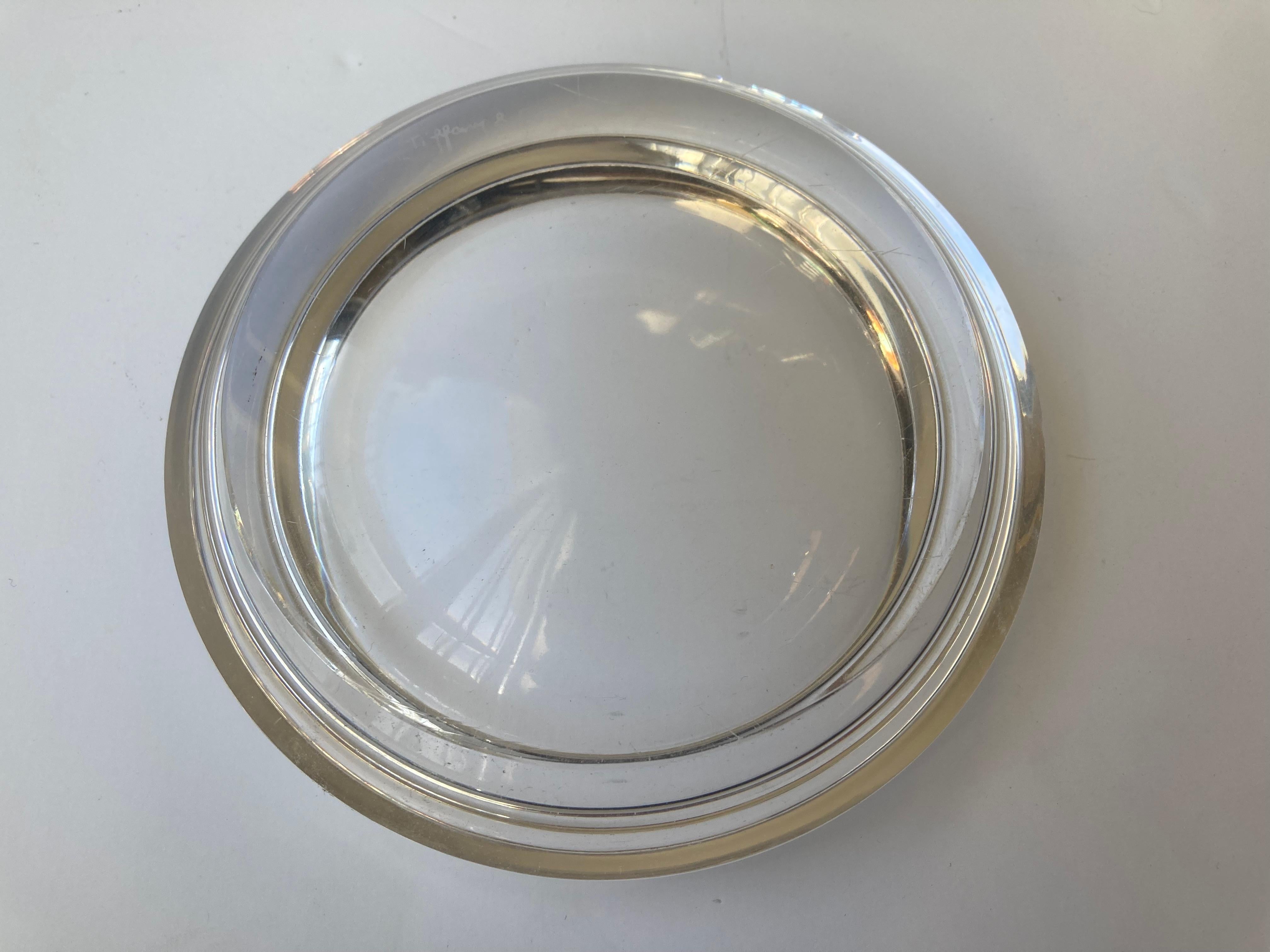 Hand-Crafted Ward Bennett bowl/ Vide - Poche  clear glass for Tiffany Co .Signed  For Sale