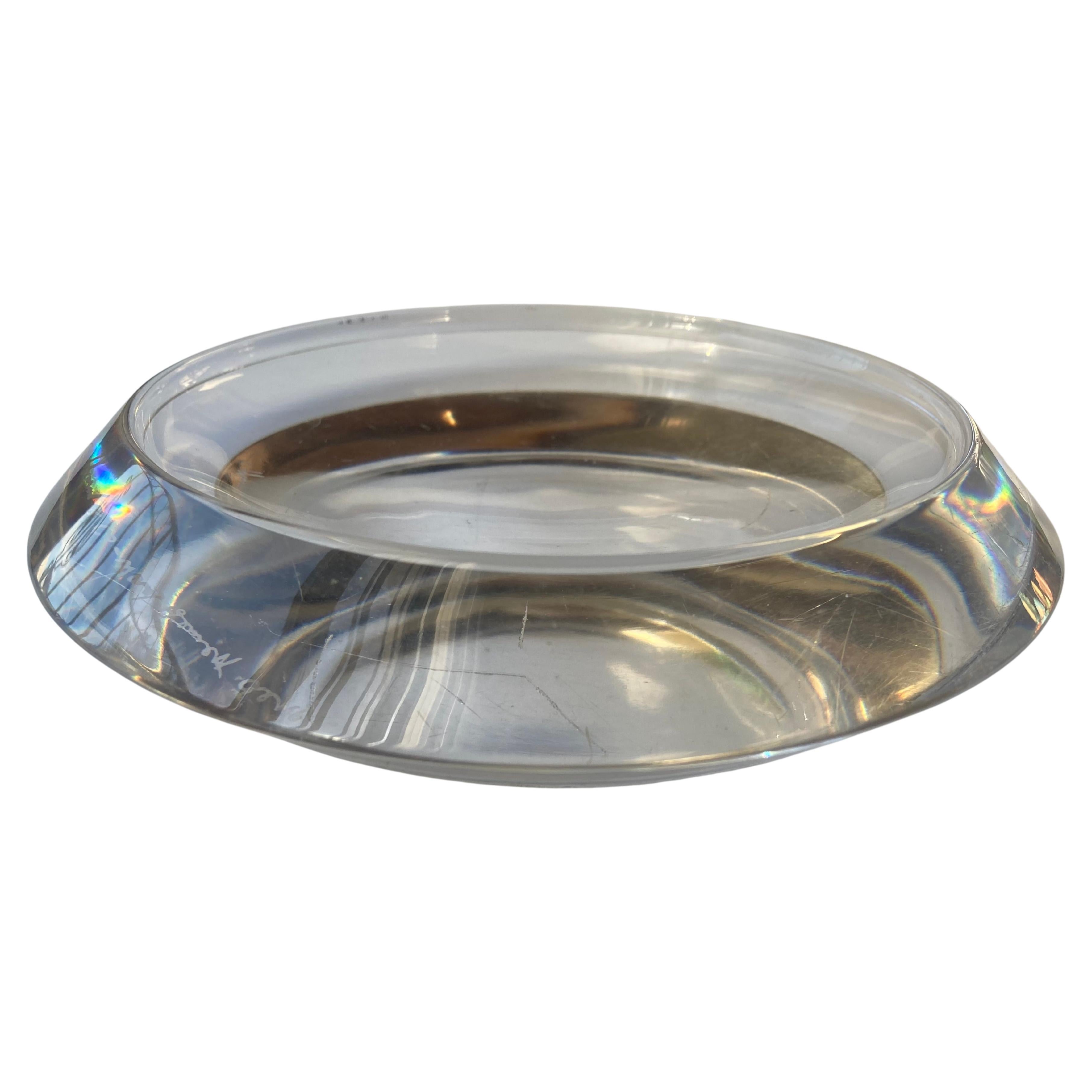 Bol/ Vide-Poche Ward Bennett  Verre transparent pour Tiffany Co . Signé  en vente