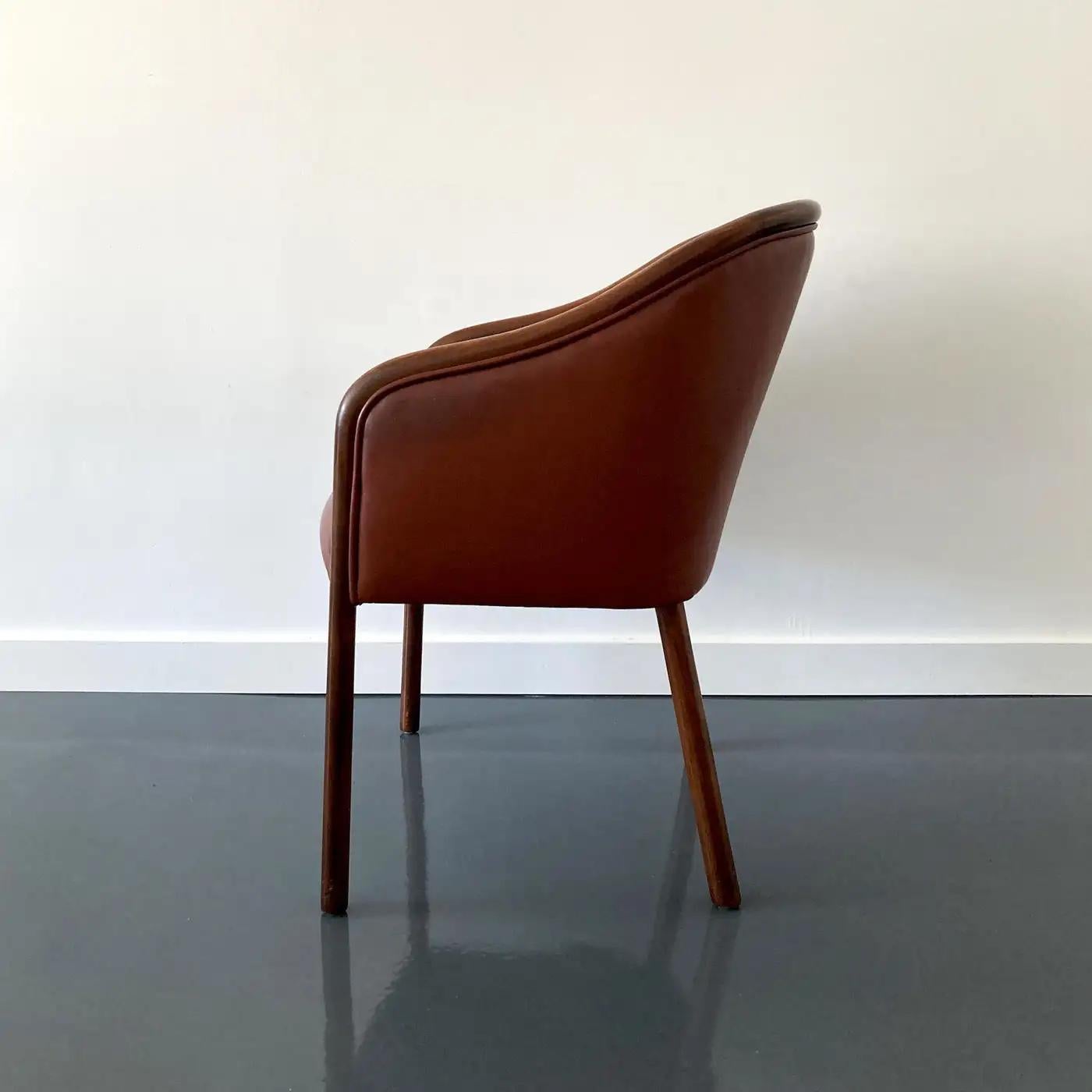 American Ward Bennett Brickel Associates Ash & Burgundy Leather Chair, 1970s For Sale