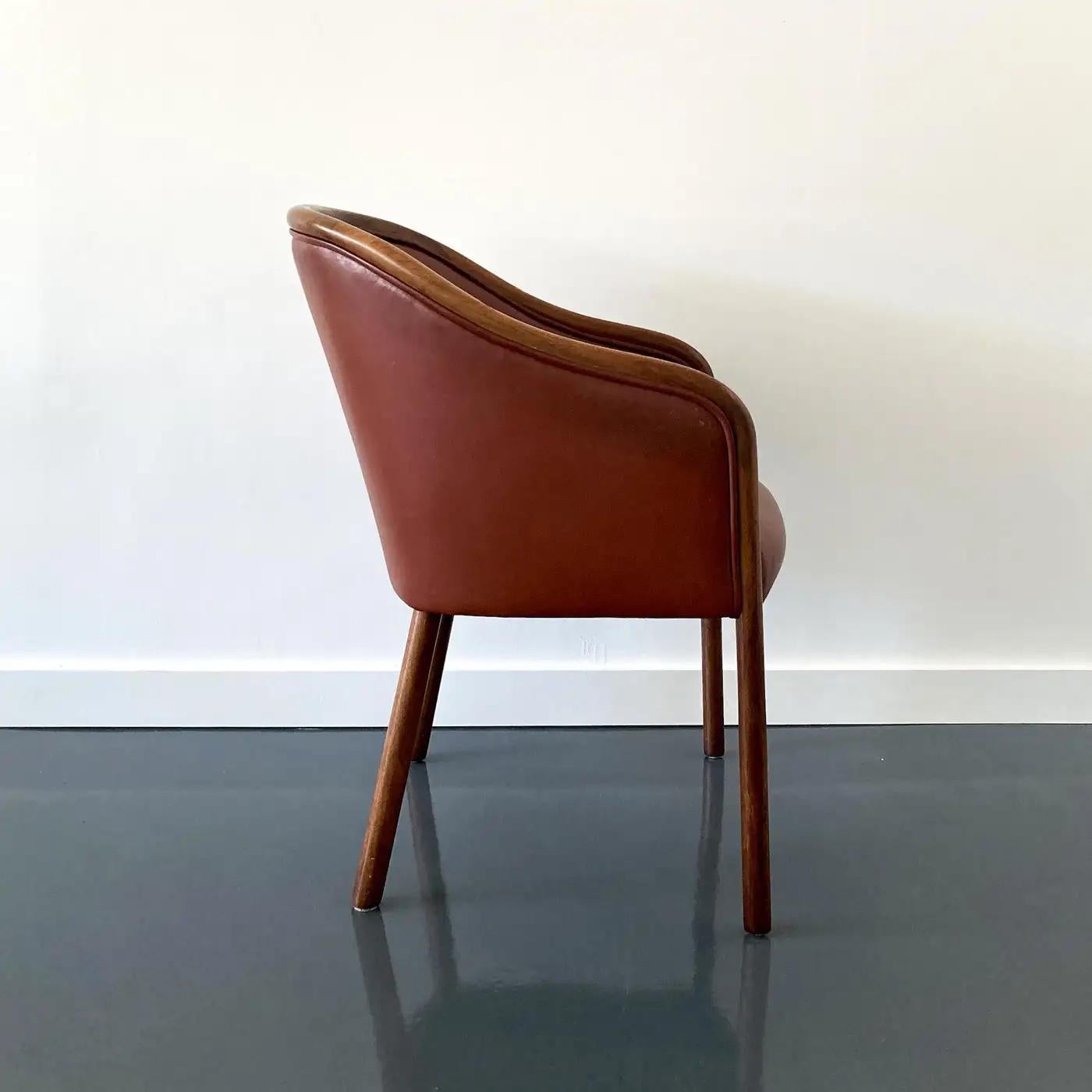 Ward Bennett Brickel Associates Ash & Burgundy Leather Chair, 1970s For Sale 2