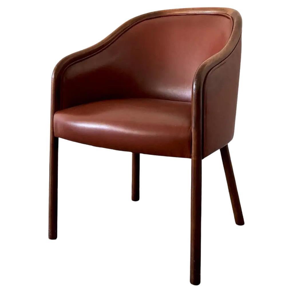 Ward Bennett Brickel Associates Ash & Burgundy Leather Chair, 1970s For Sale