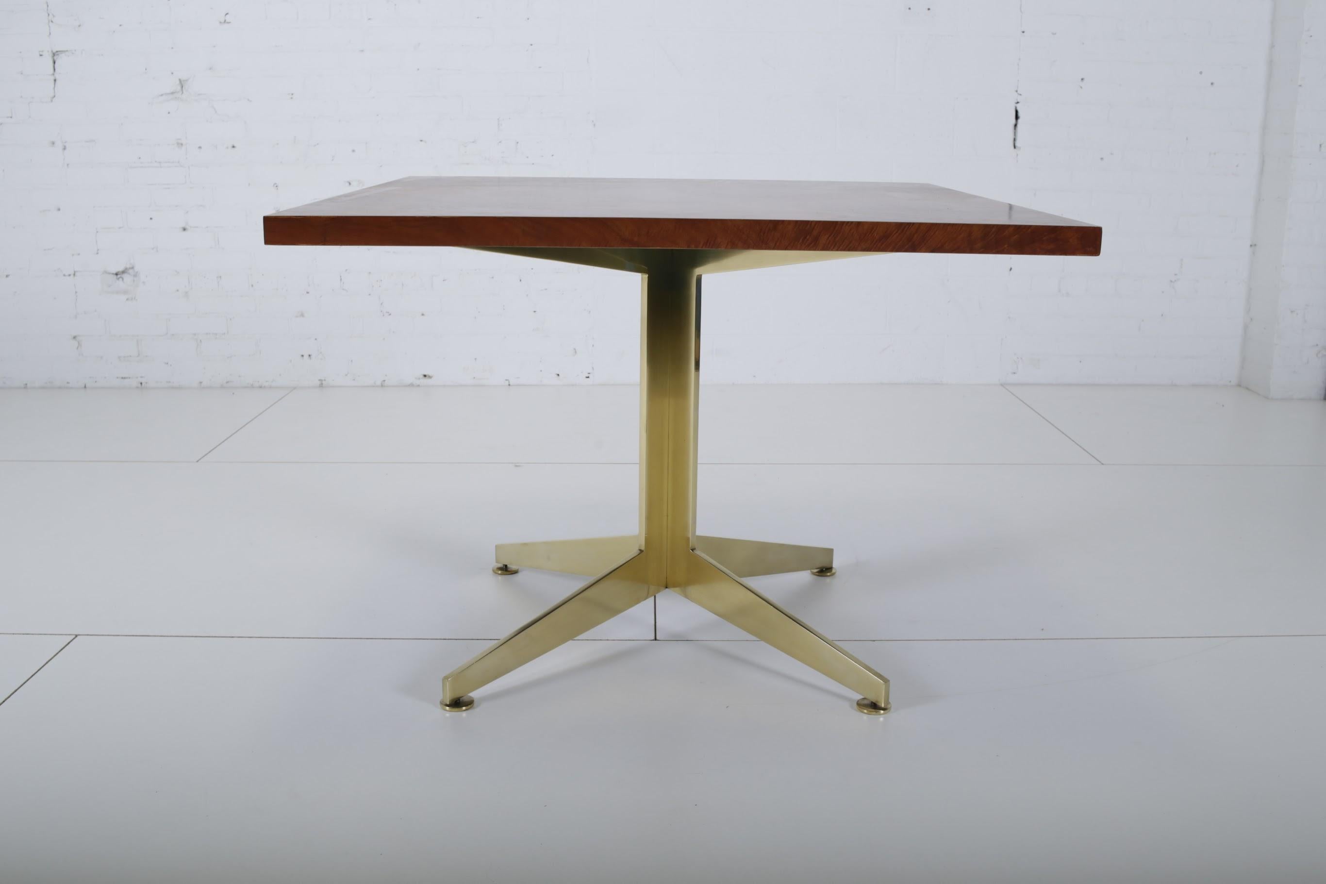 American Ward Bennett Burl and Brass Dining Table for Brickell Assoc, 1978