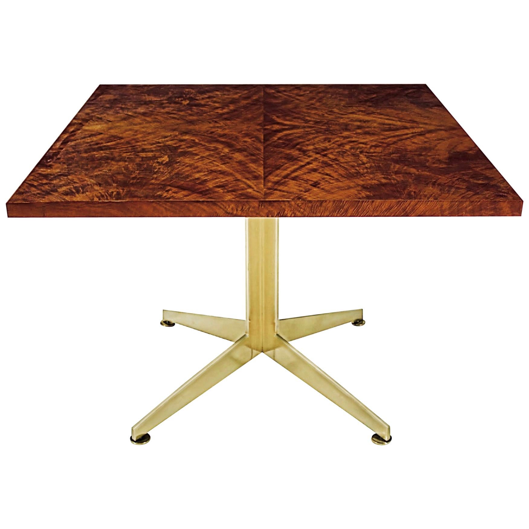 Ward Bennett Burl and Brass Dining Table for Brickell Assoc, 1978