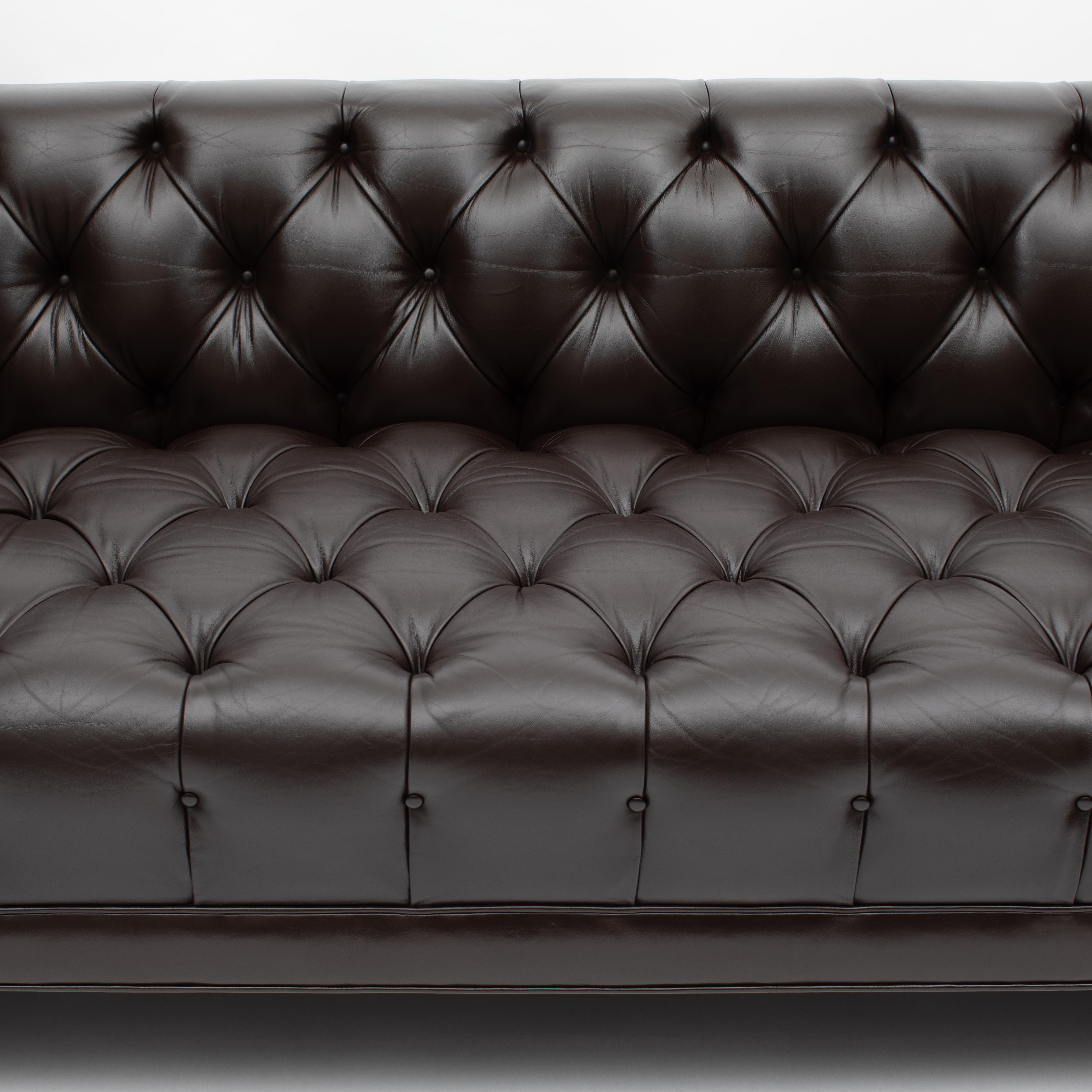 Mid-20th Century Ward Bennett Button-Tufted Leather Sofa for Lehigh Furniture, circa 1960s For Sale