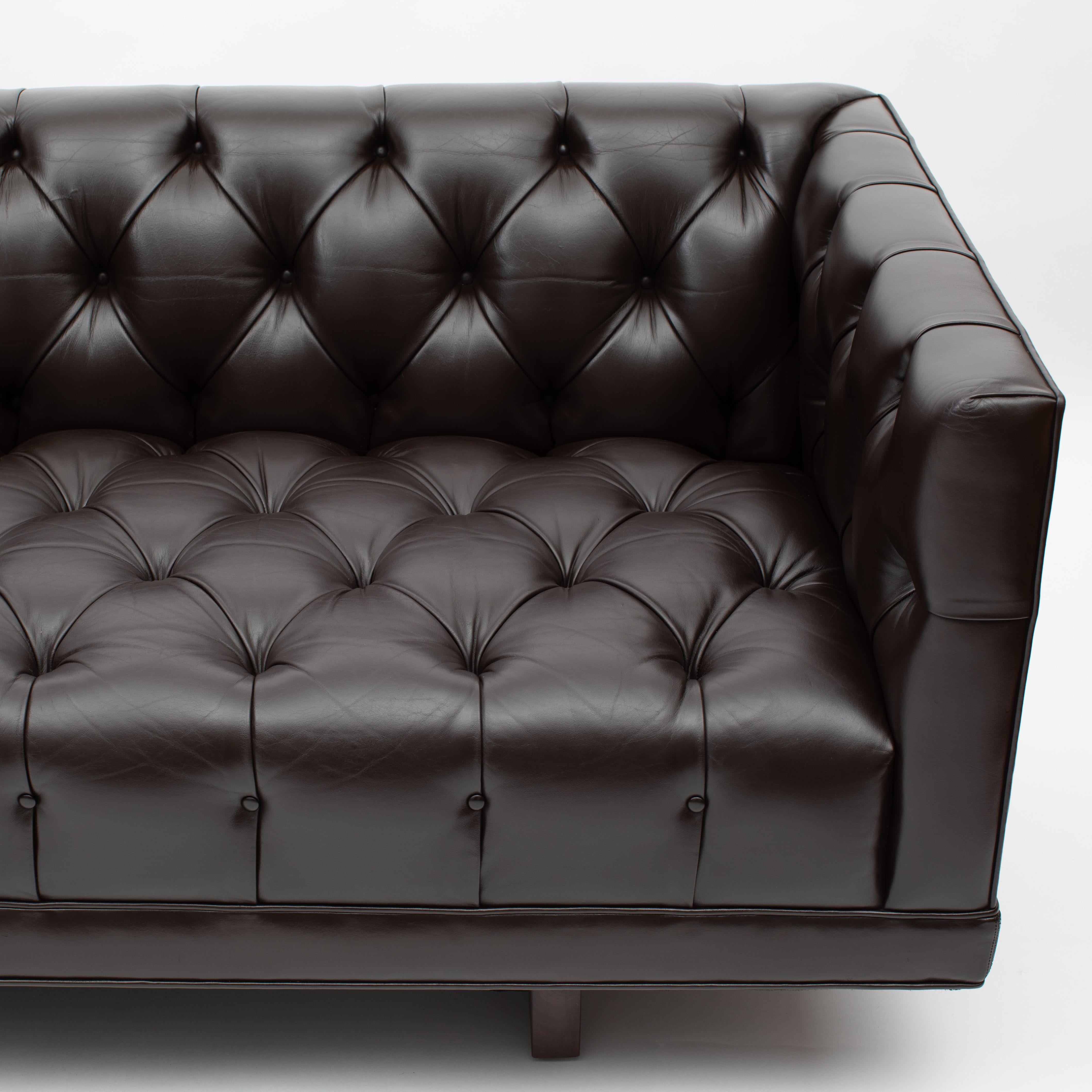 Ward Bennett Button-Tufted Leather Sofa for Lehigh Furniture, circa 1960s For Sale 1