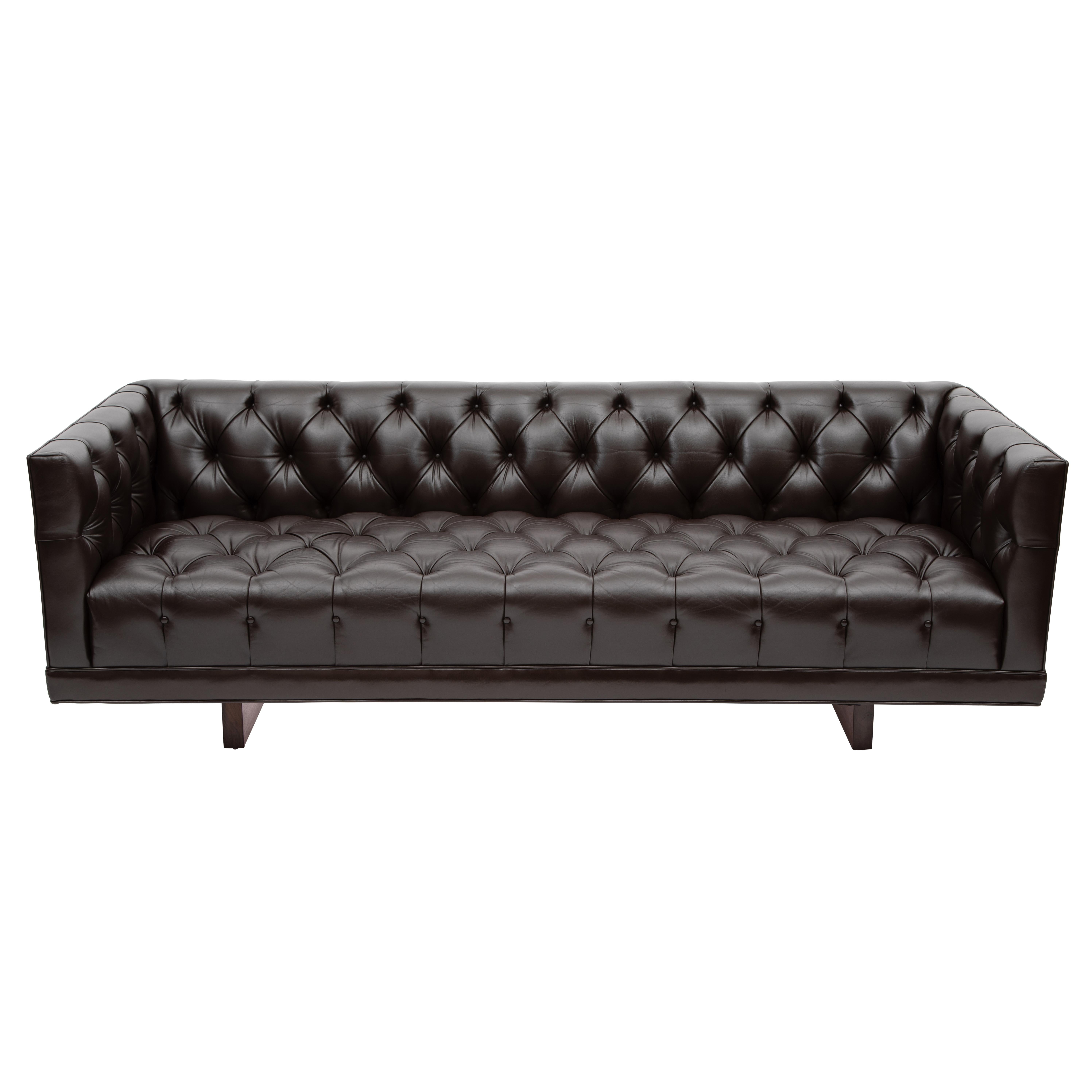 Ward Bennett Button-Tufted Leather Sofa for Lehigh Furniture, circa 1960s For Sale