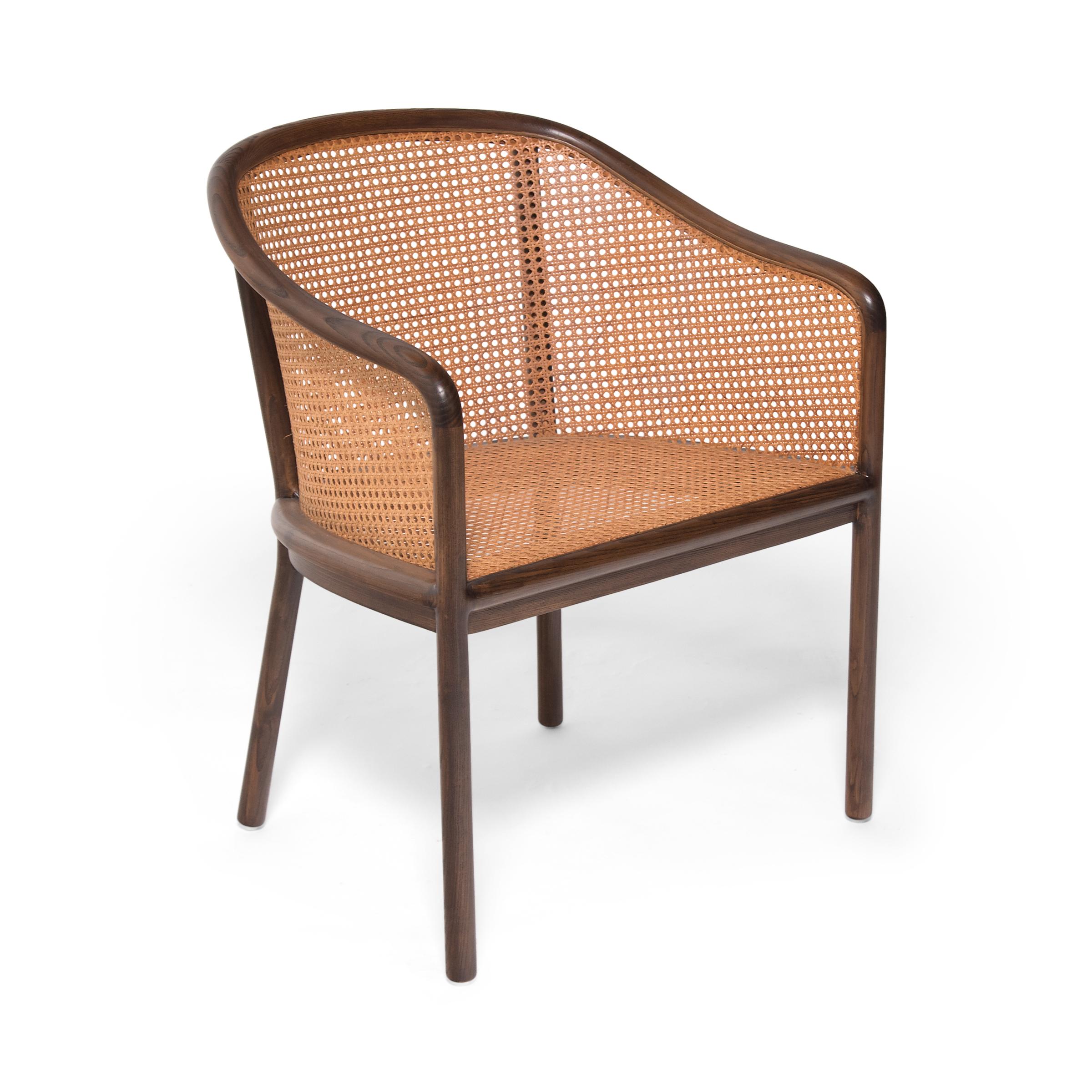 Mid-Century Modern Ward Bennett Cane Landmark Lounge Chair with Red Cushion