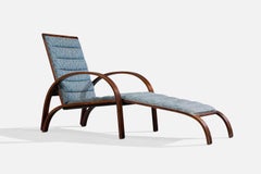 Ward Bennett, Chaise Longue, Ash, Fabric, USA, 1980s