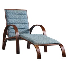 Ward Bennett, Chaise Longue, Ash, Fabric, USA, 1980s