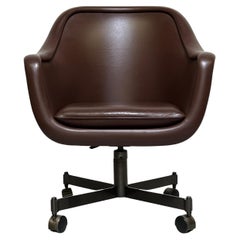 Ward Bennett Desk Chair in Leather with Bronze Base