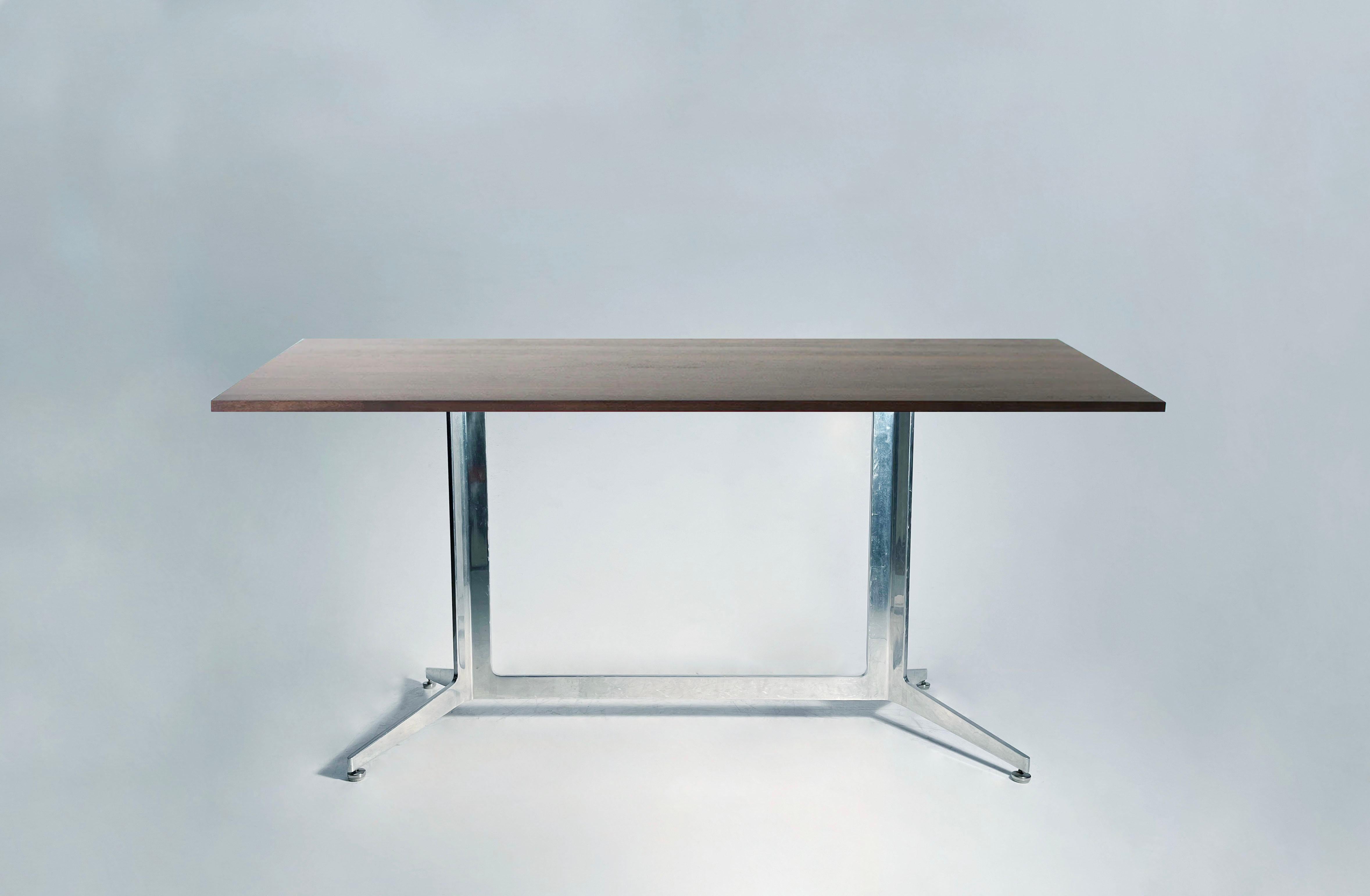 Ward Bennett Desk or Table Base. Listing is for the base only complete with Black steel plate mounts (not shown in photos).
The base will require a simple top to be made for it.  The original top is no longer with the base. Please inquire for