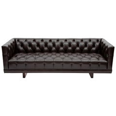 Ward Bennett Elegant Tufted Leather Sofa, 1970s, 'Signed'