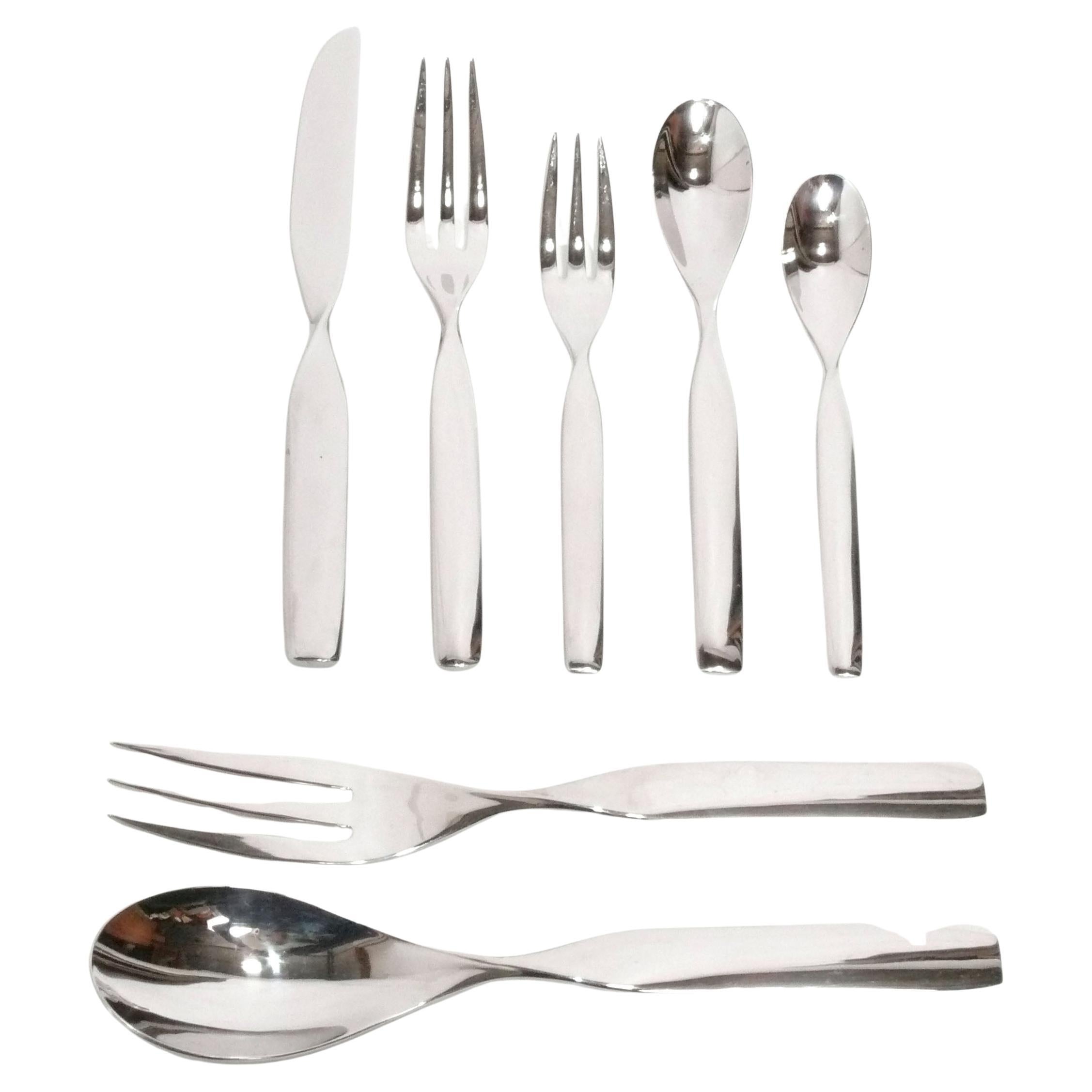Pre-owned Sasaki Ward Bennett Flatware "double Helix" For 32 Pieces Silverware Mid Century In Gray