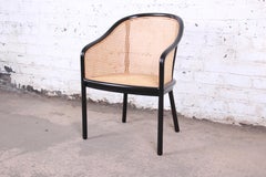 Ward Bennett for Brickel Associates Ebonized Ash and Cane Armchair, Refinished