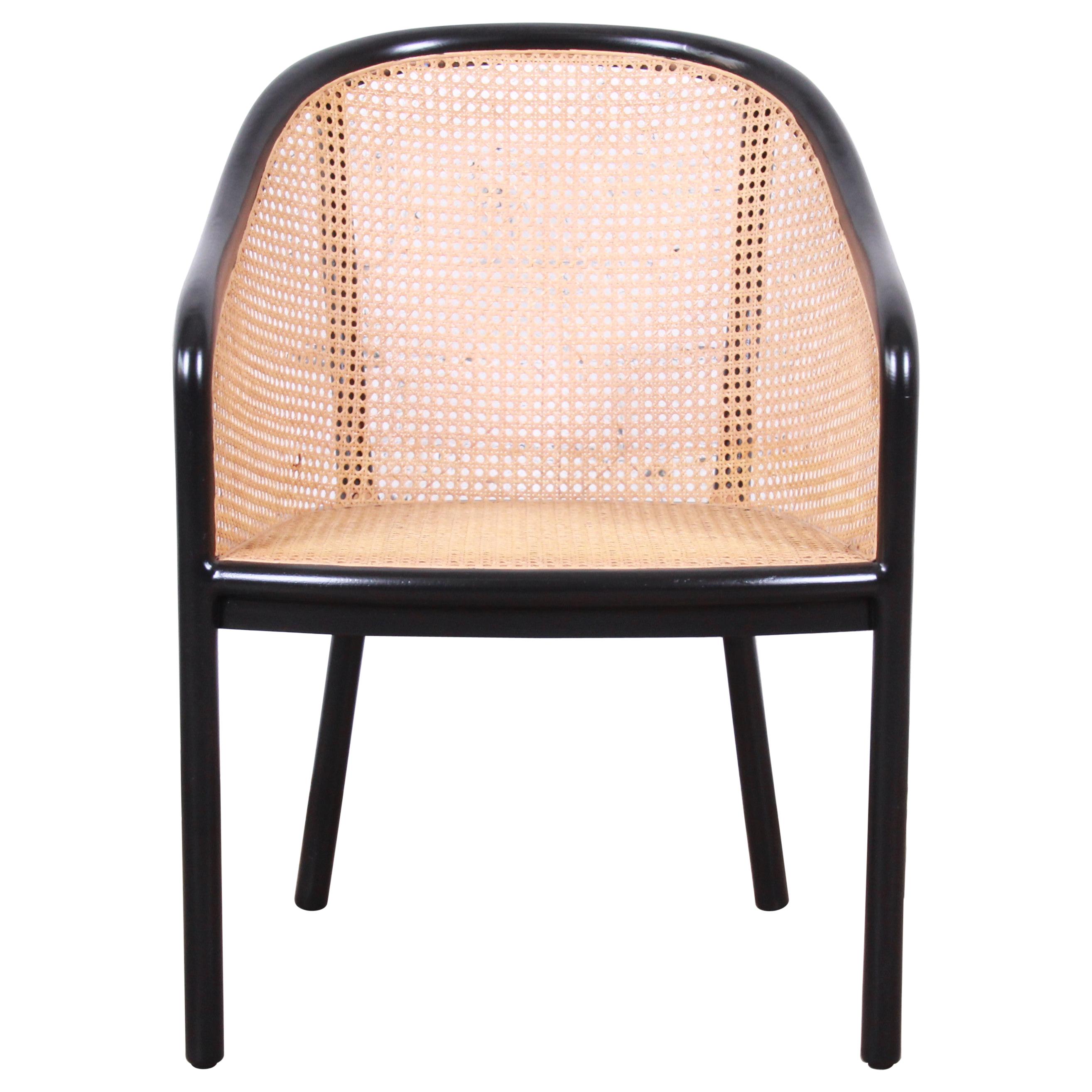 Ward Bennett for Brickel Associates Ebonized Ash and Cane Armchair, Refinished