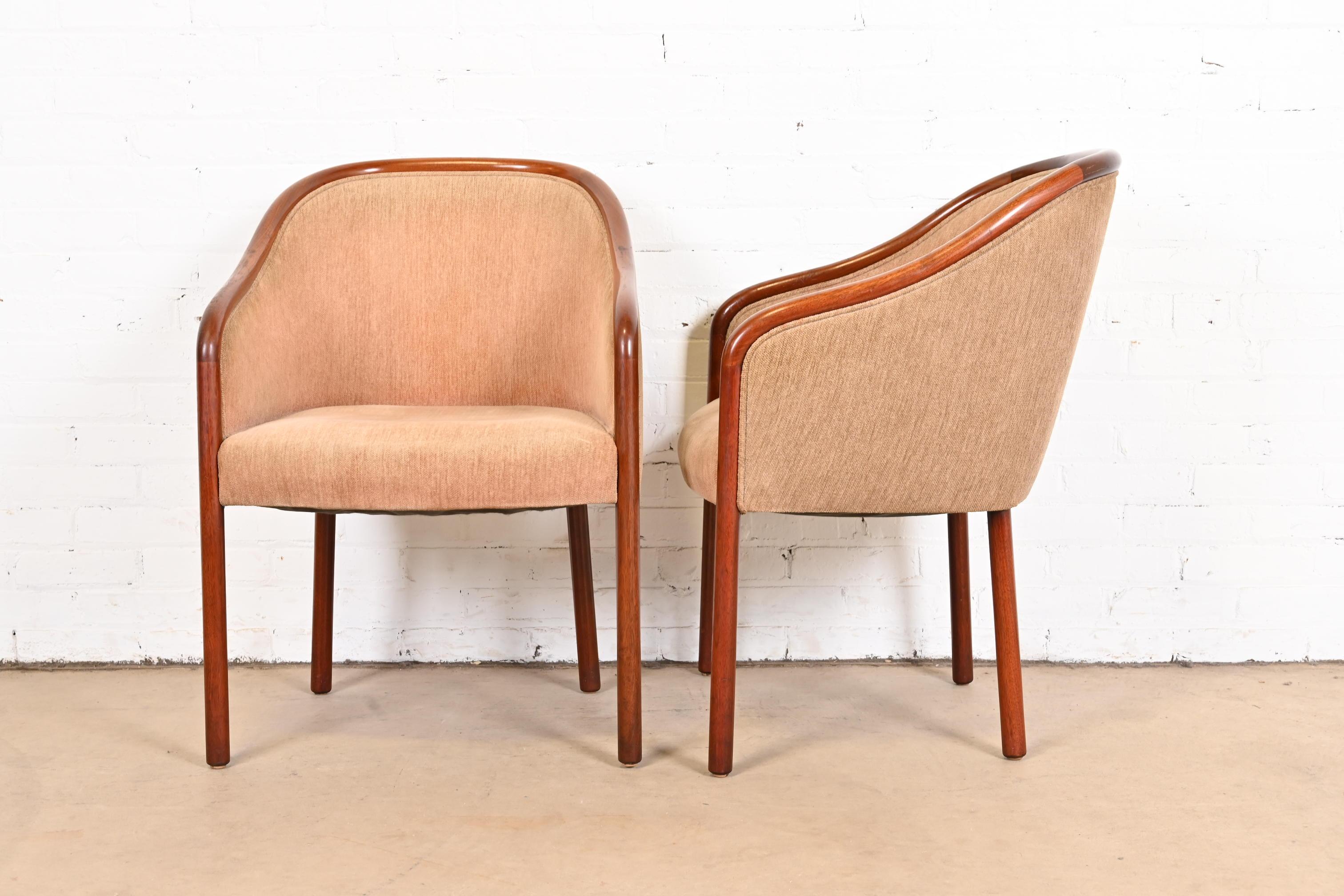 Ward Bennett for Brickel Associates Landmark Sculpted Ash Upholstered Tub Chairs For Sale 4