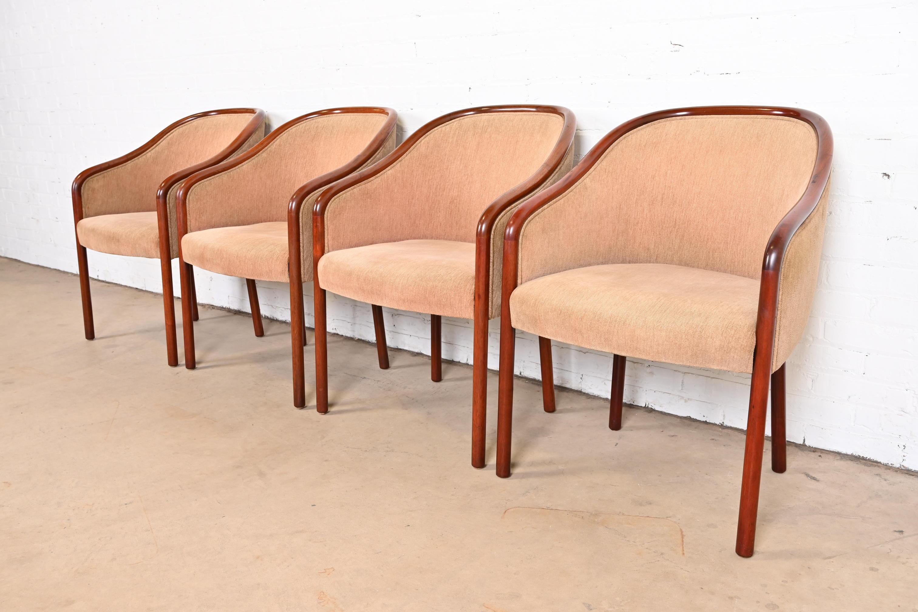 Ward Bennett for Brickel Associates Landmark Sculpted Ash Upholstered Tub Chairs For Sale 6