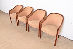 Ward Bennett for Brickel Associates Landmark Sculpted Ash Upholstered Tub Chairs