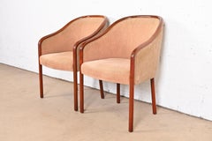 Ward Bennett for Brickel Associates Landmark Sculpted Ash Upholstered Tub Chairs