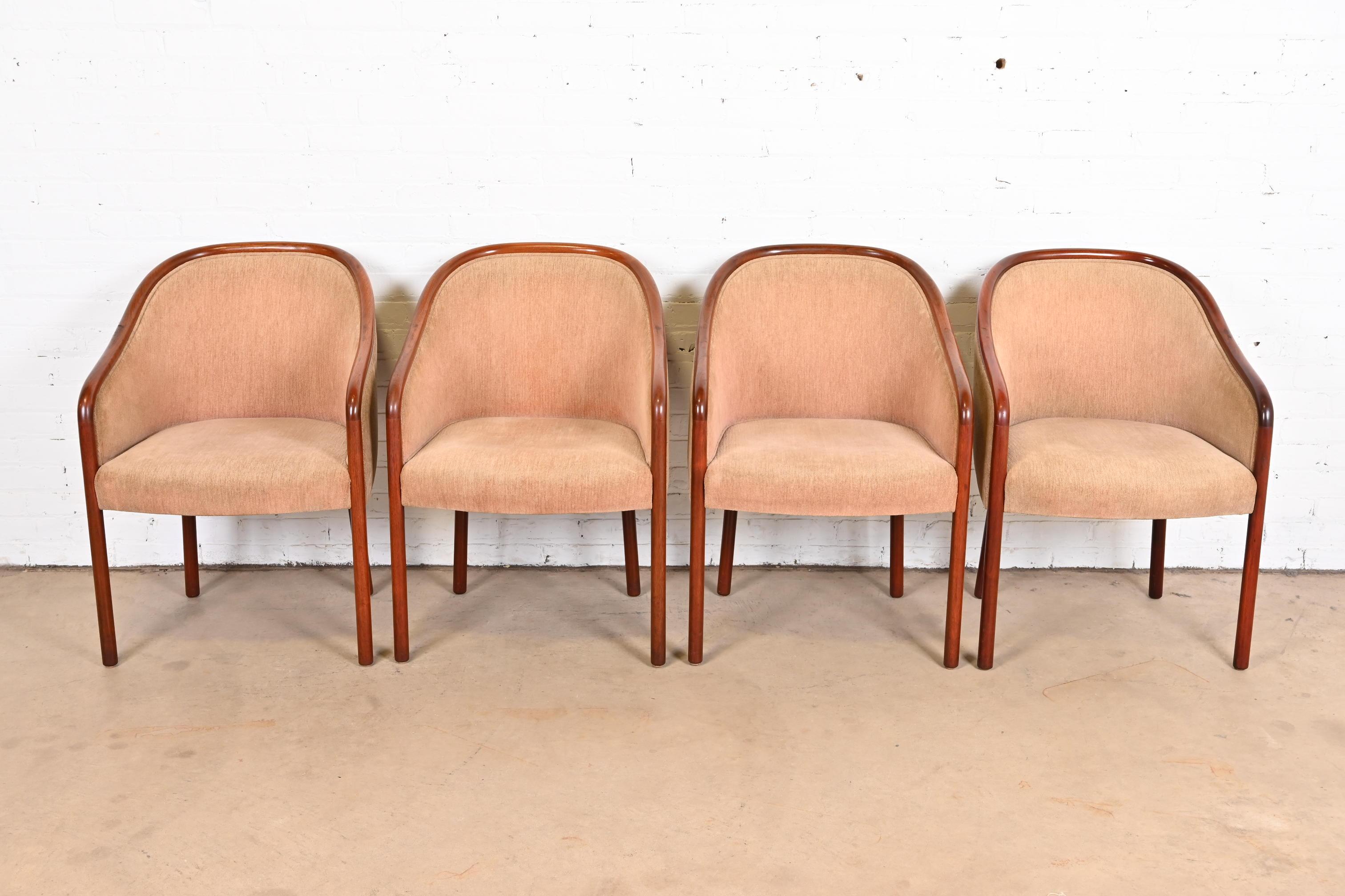 Mid-Century Modern Ward Bennett for Brickel Associates Landmark Sculpted Ash Upholstered Tub Chairs For Sale