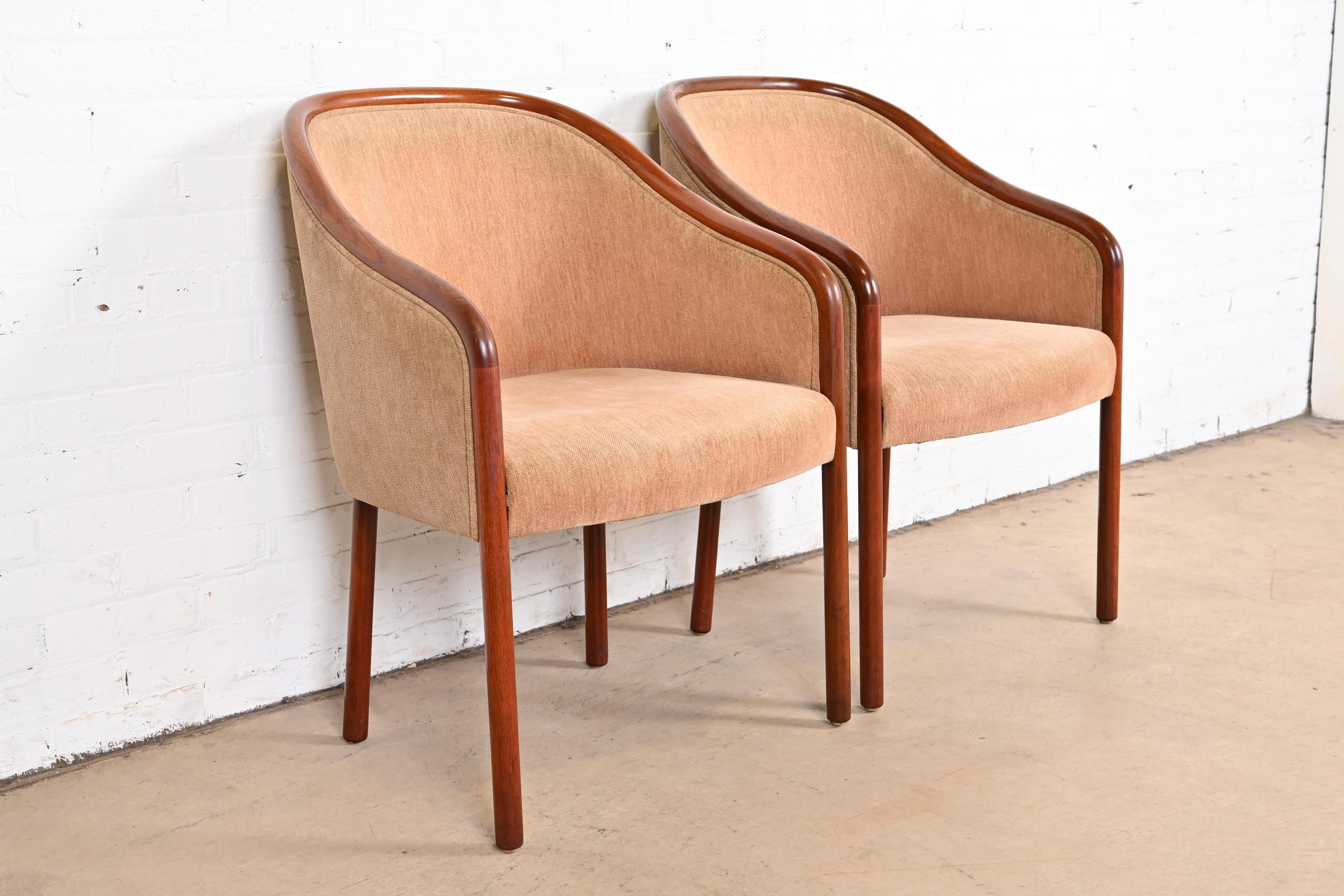Modern Ward Bennett for Brickel Associates Landmark Sculpted Ash Upholstered Tub Chairs For Sale