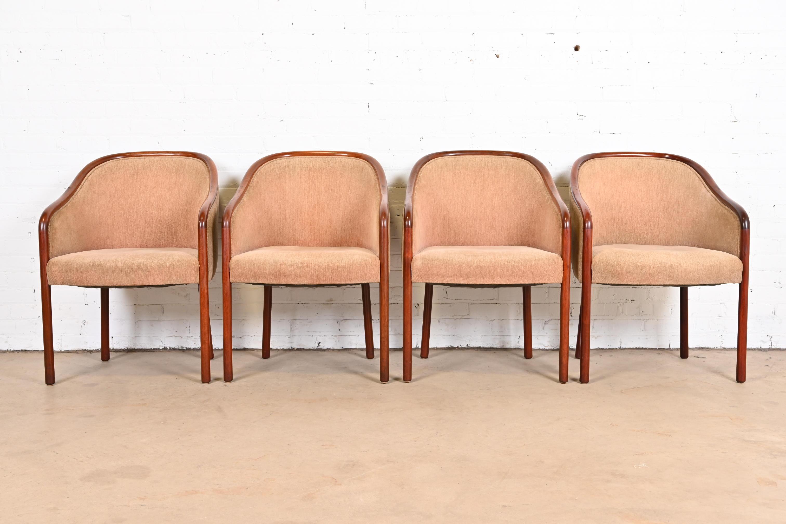 American Ward Bennett for Brickel Associates Landmark Sculpted Ash Upholstered Tub Chairs For Sale
