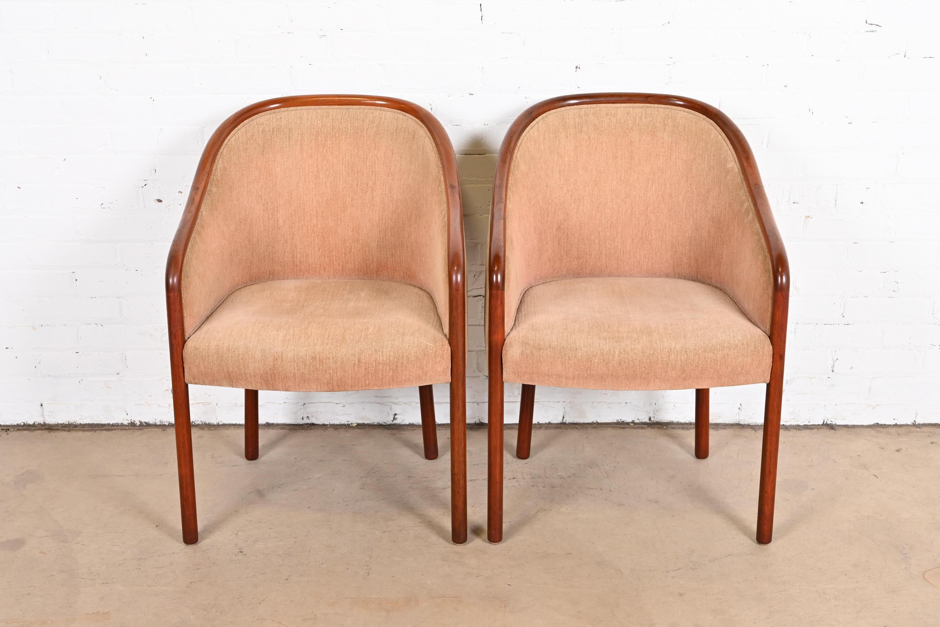 American Ward Bennett for Brickel Associates Landmark Sculpted Ash Upholstered Tub Chairs For Sale