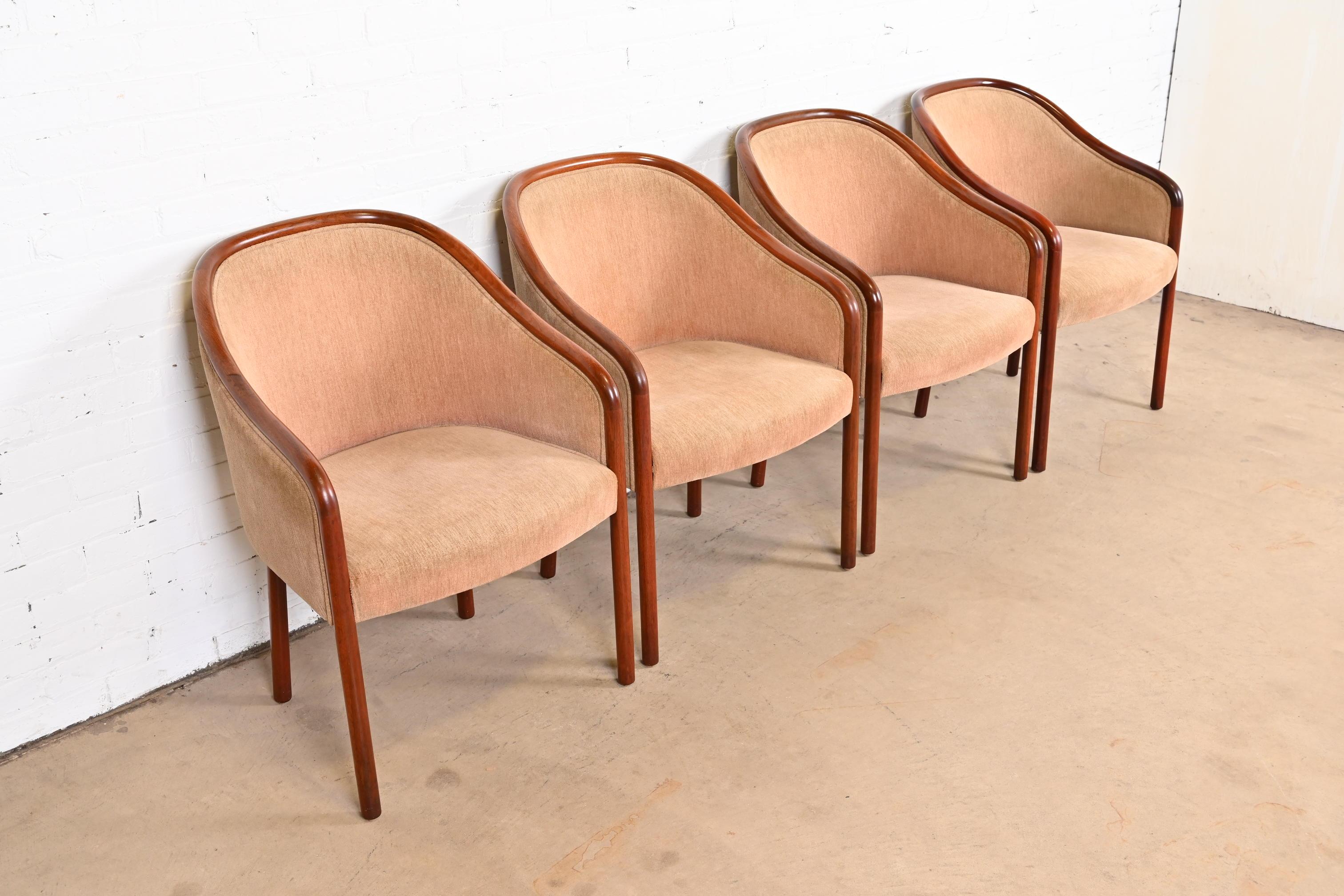 Ward Bennett for Brickel Associates Landmark Sculpted Ash Upholstered Tub Chairs In Good Condition For Sale In South Bend, IN