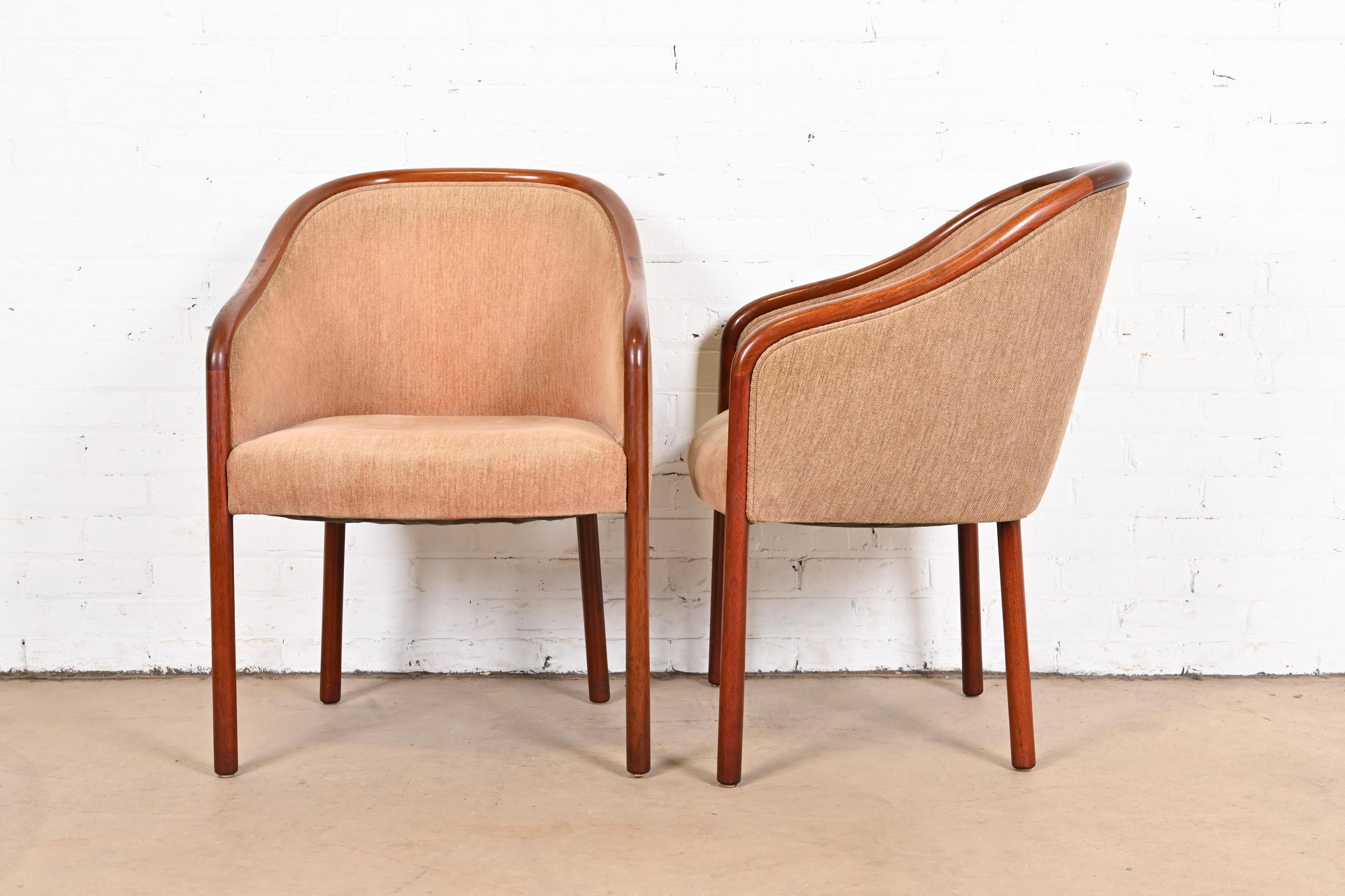 Ward Bennett for Brickel Associates Landmark Sculpted Ash Upholstered Tub Chairs In Good Condition For Sale In South Bend, IN