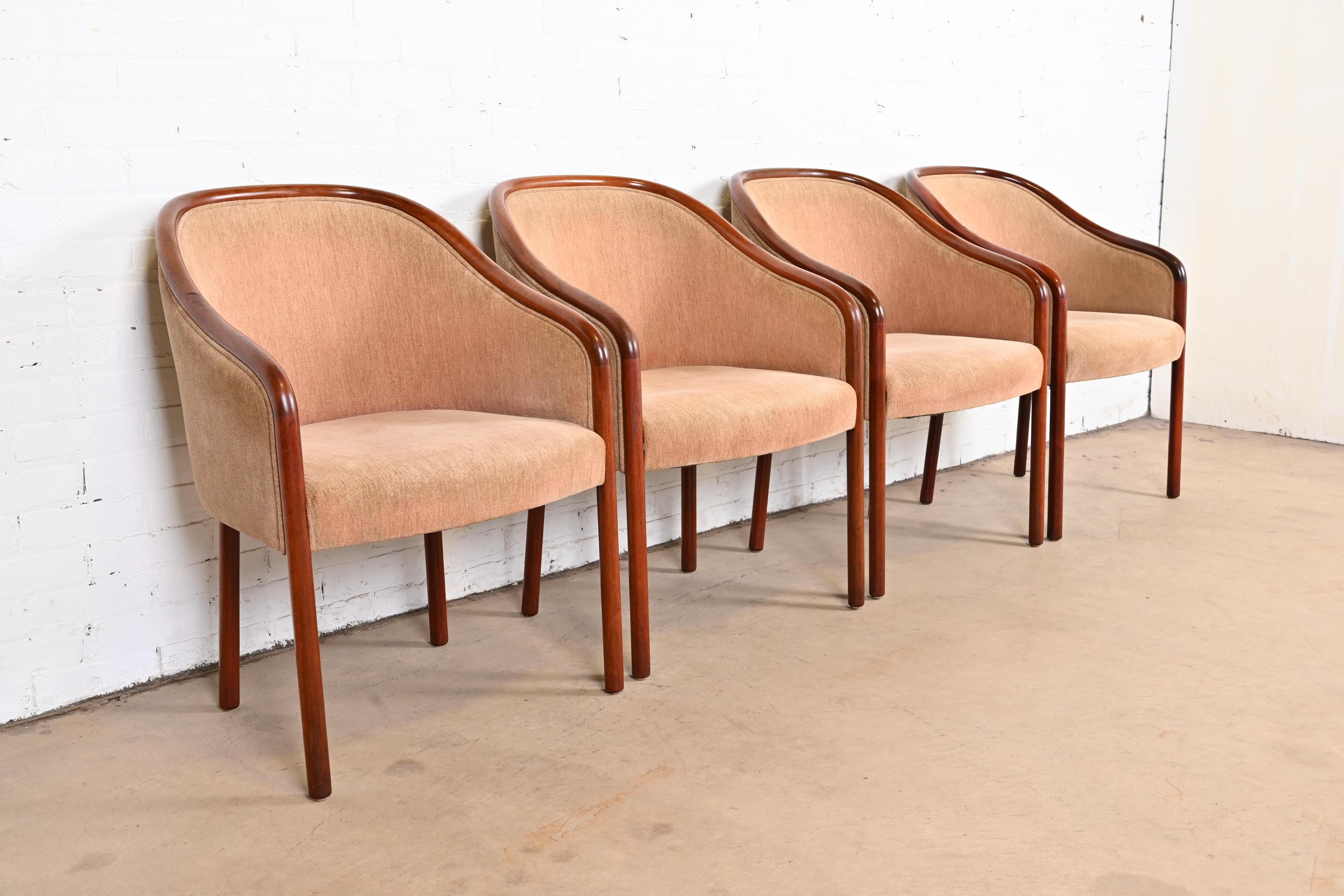 Late 20th Century Ward Bennett for Brickel Associates Landmark Sculpted Ash Upholstered Tub Chairs For Sale