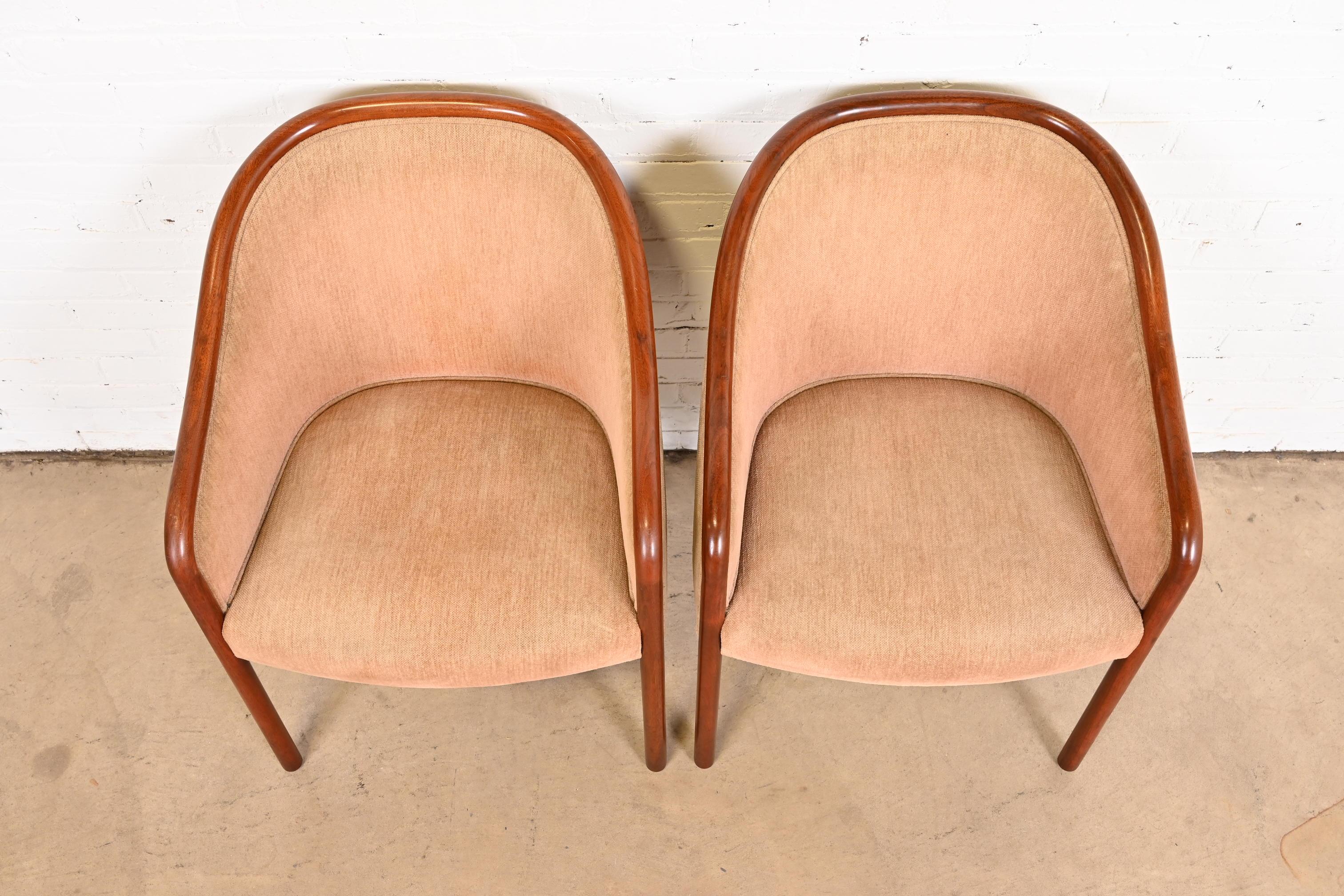 20th Century Ward Bennett for Brickel Associates Landmark Sculpted Ash Upholstered Tub Chairs For Sale