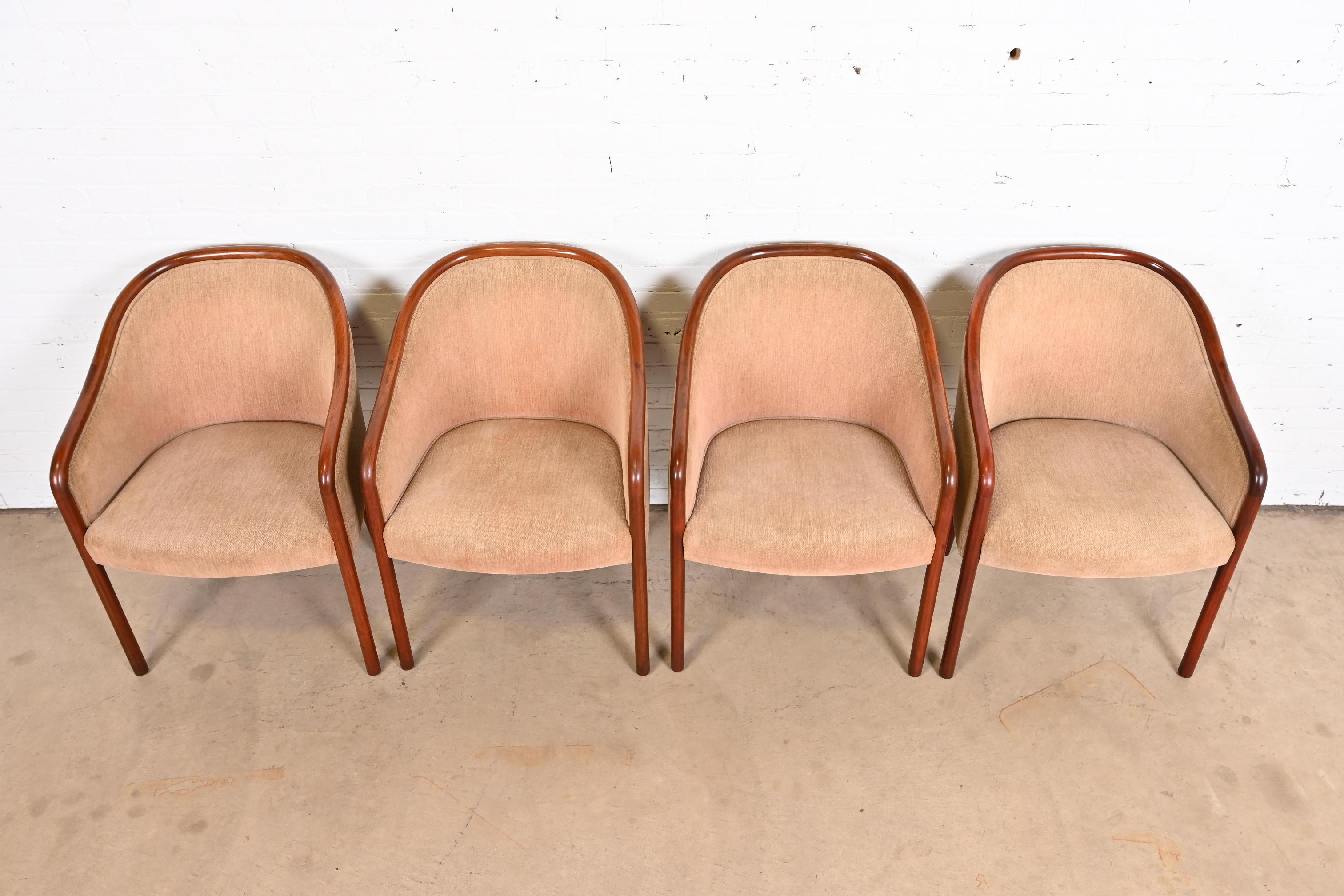 Upholstery Ward Bennett for Brickel Associates Landmark Sculpted Ash Upholstered Tub Chairs For Sale