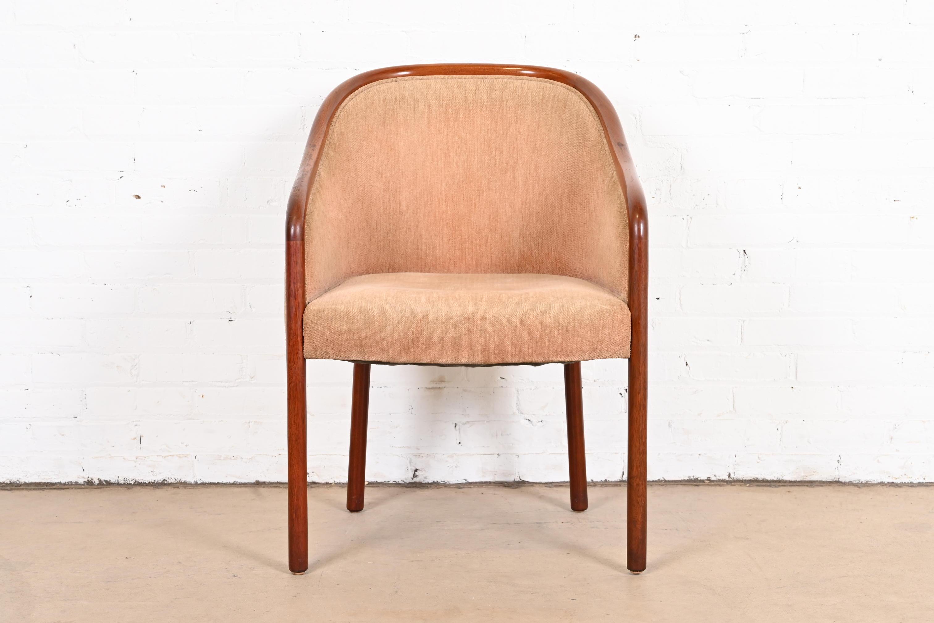 Upholstery Ward Bennett for Brickel Associates Landmark Sculpted Ash Upholstered Tub Chairs For Sale