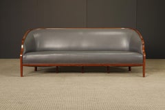 Ward Bennett for Brickel Associates Leather and Wood Sofa, C 1970s, Signed