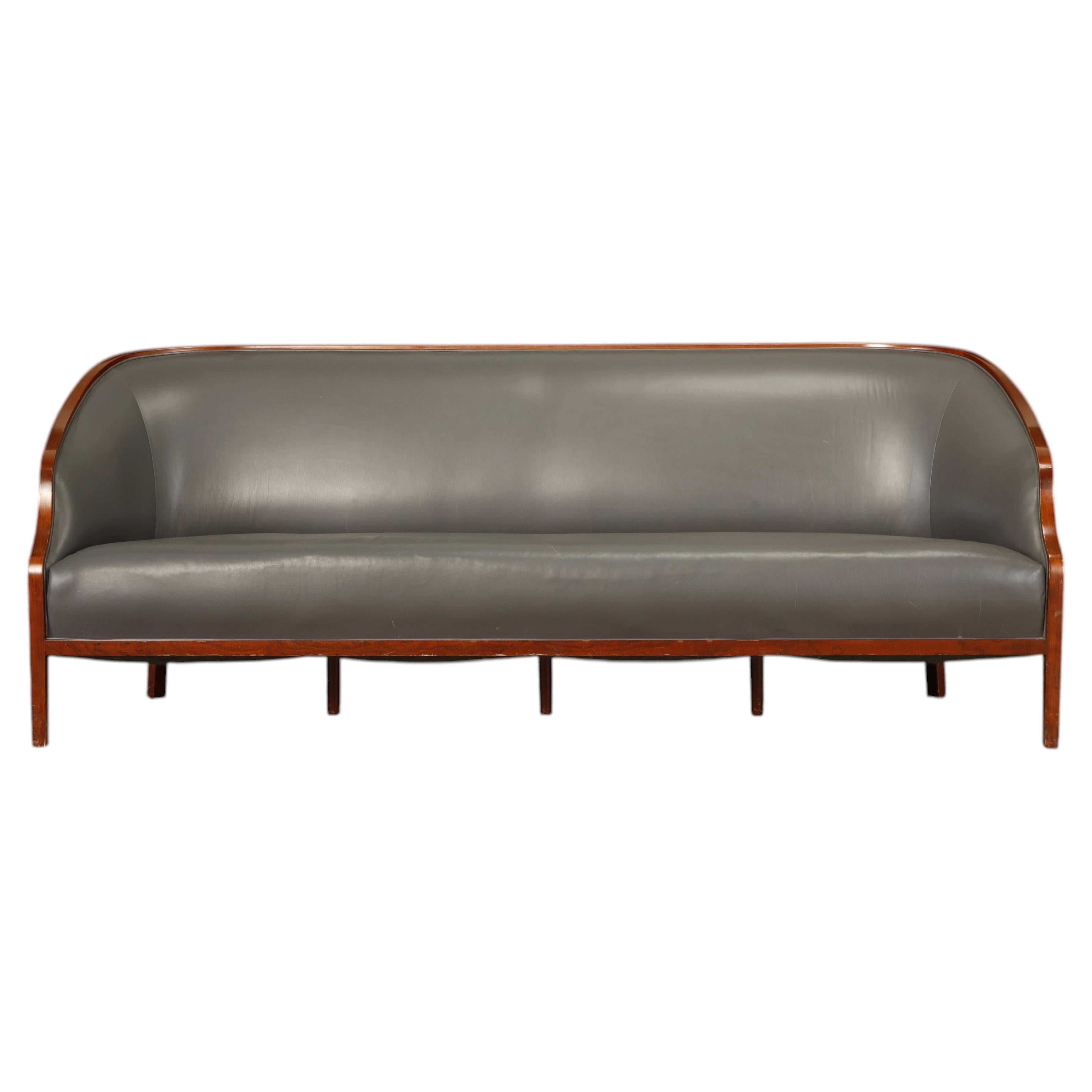 Ward Bennett for Brickel Associates Leather and Wood Sofa, C 1970s, Signed